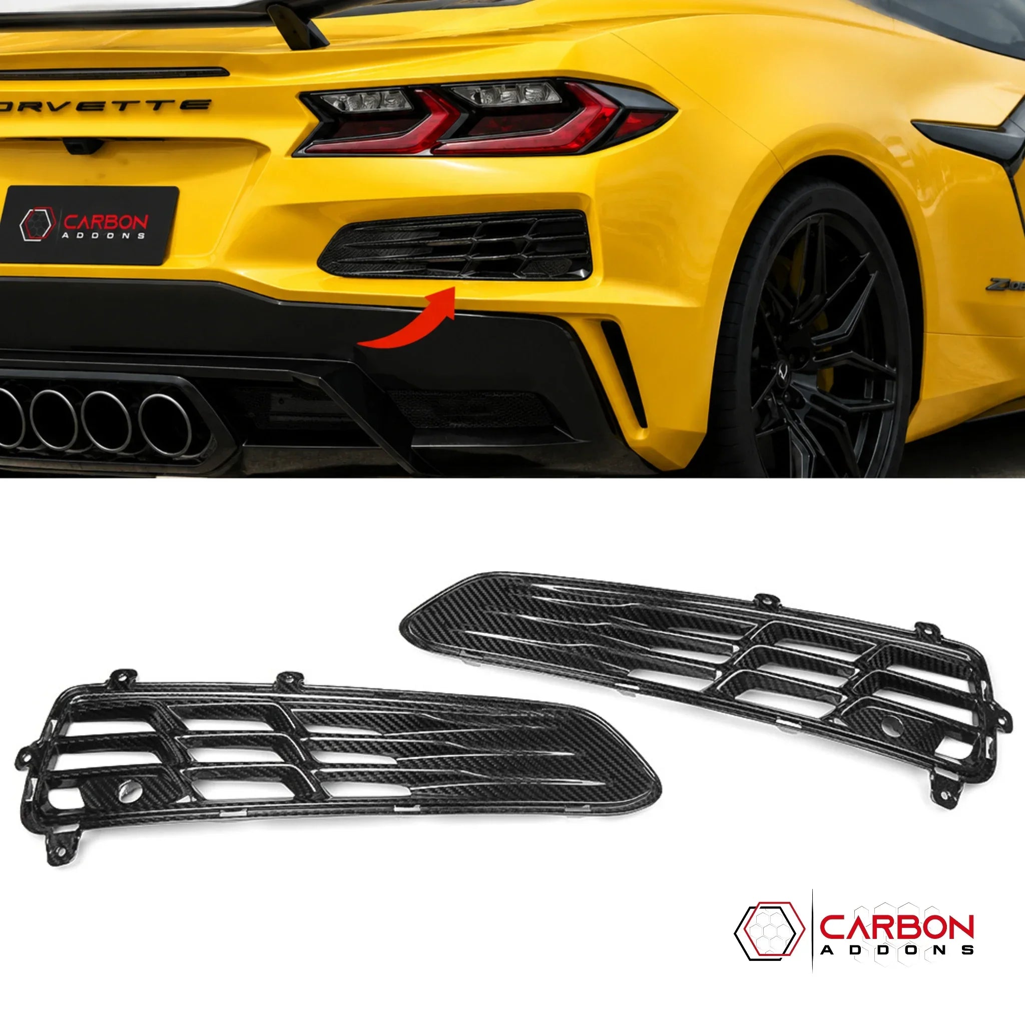 Carbon Fiber Rear Bumper Vent Inserts for C8 Corvette Z06, E-Ray & ZR1