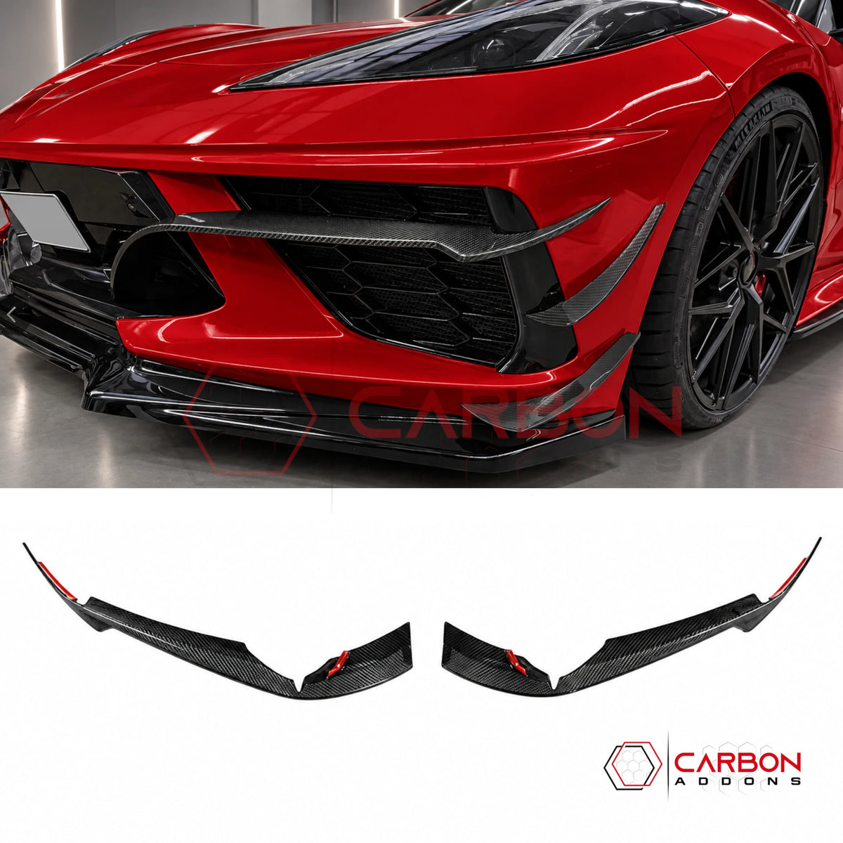 C8 Corvette Stingray Real Carbon Fiber Side Grille Extended Canards | 2020–Present