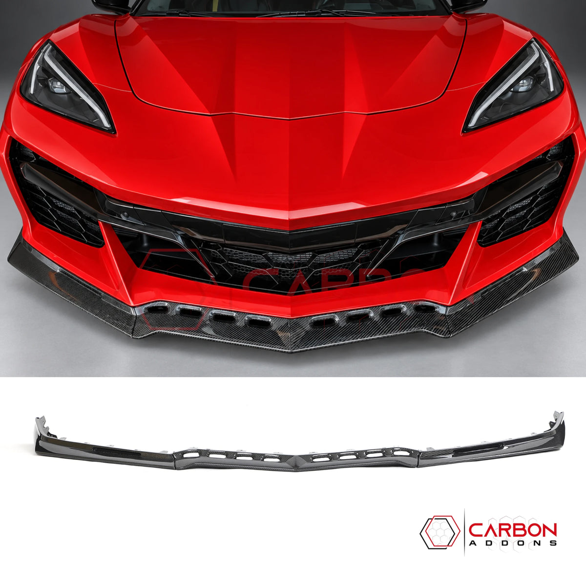 C8 Corvette Z06 Real Carbon Fiber Front Bumper Lip Splitter | 2023-2027