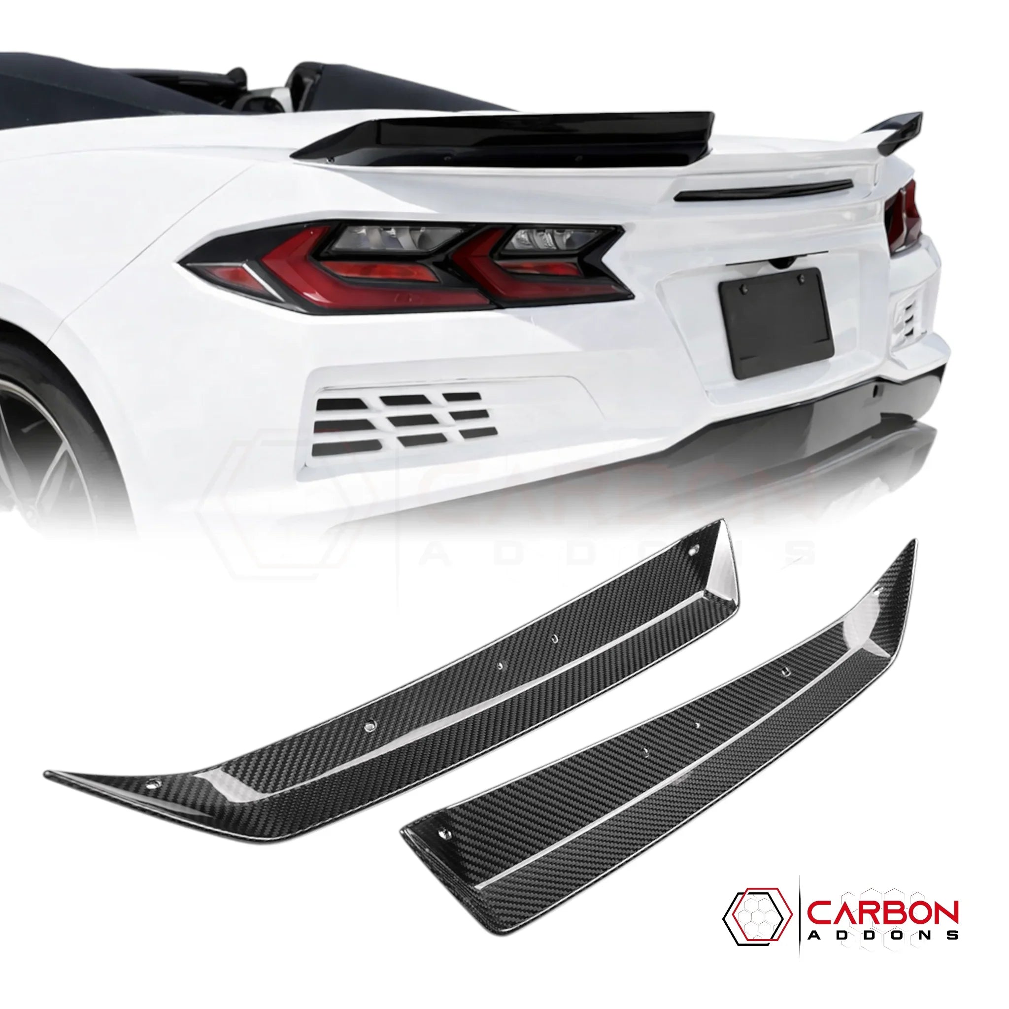 C8 Z06 / E-Ray / ZR1 Carbon Fiber Spoiler Wicker Extensions – Bolt-On OEM Style
