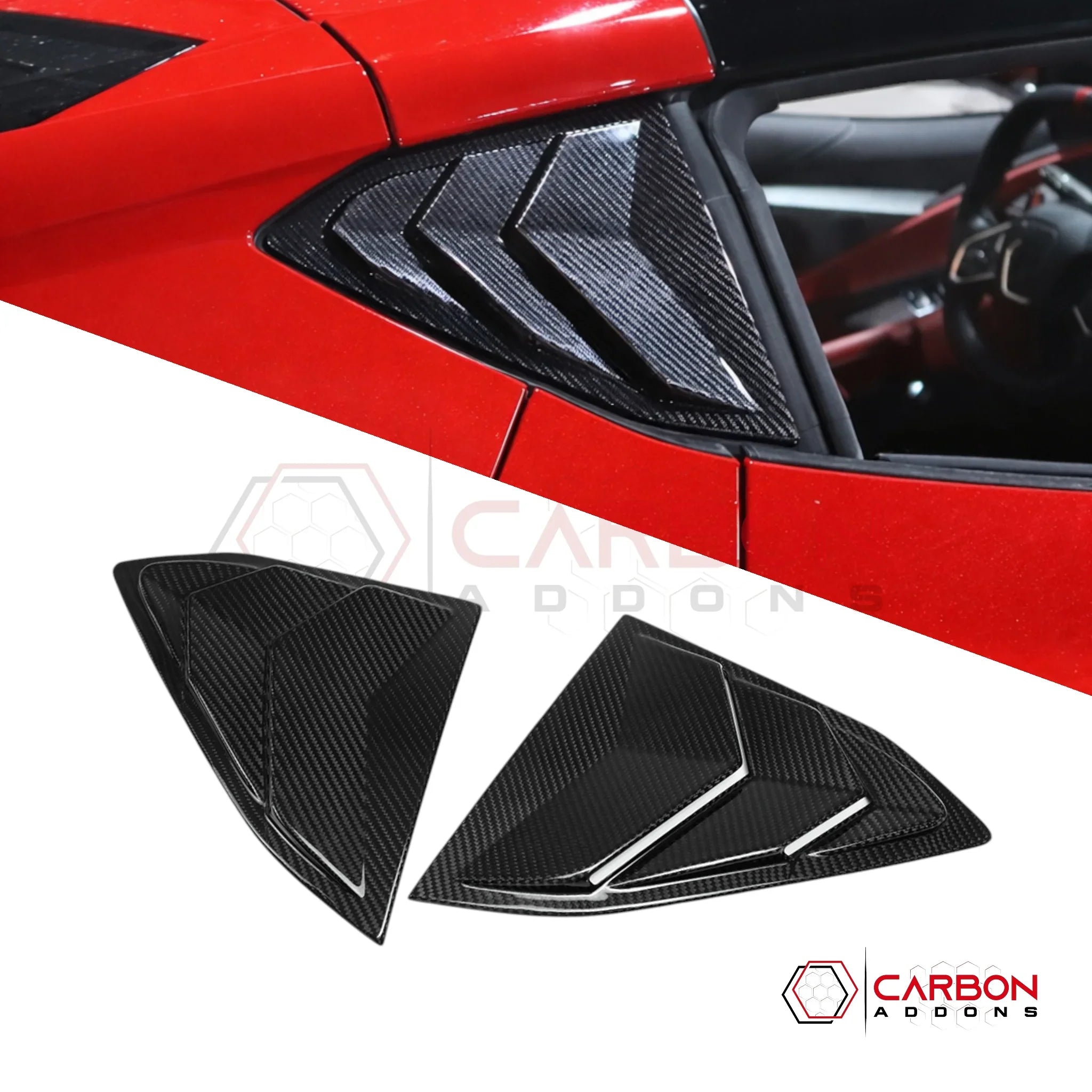 C8 Corvette Coupe Carbon Fiber C-Pillar Quarter Window Louvers | Exterior Overlay (2020–2026)