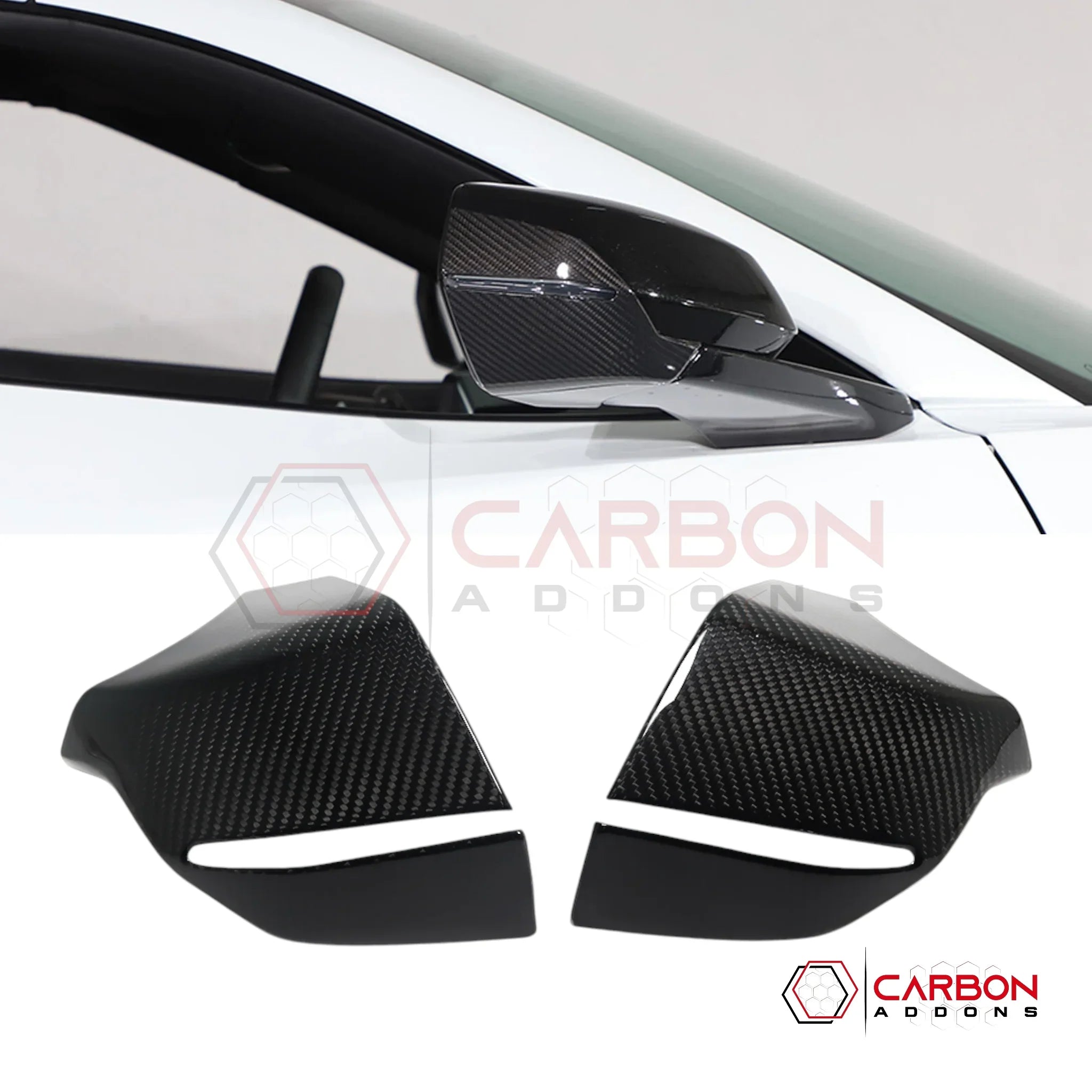 C8 Corvette Real Carbon Fiber Bottom Mirror Trim Covers | Exterior Overlay (2020–2026)