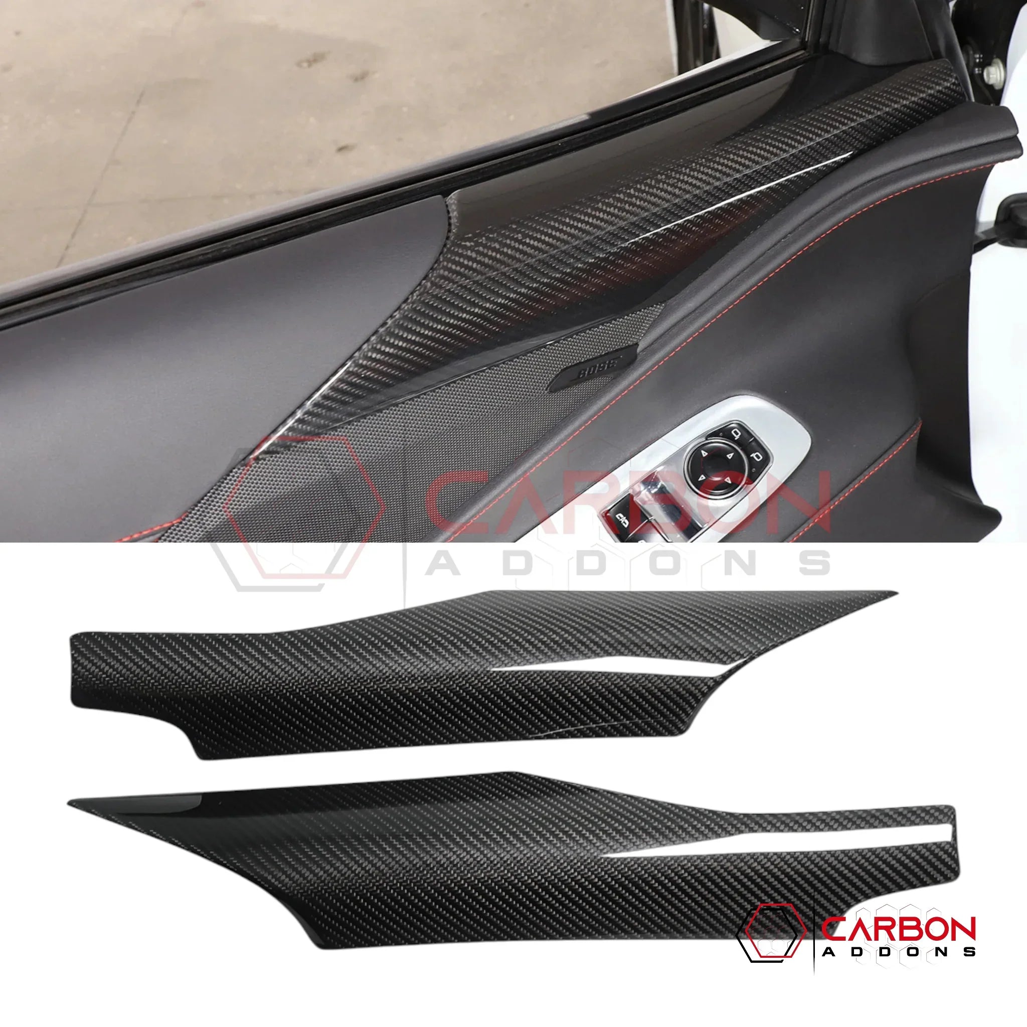 C8 Corvette Real Carbon Fiber Door Speaker Upper Trim Covers | Interior Upgradey (2020–2026)