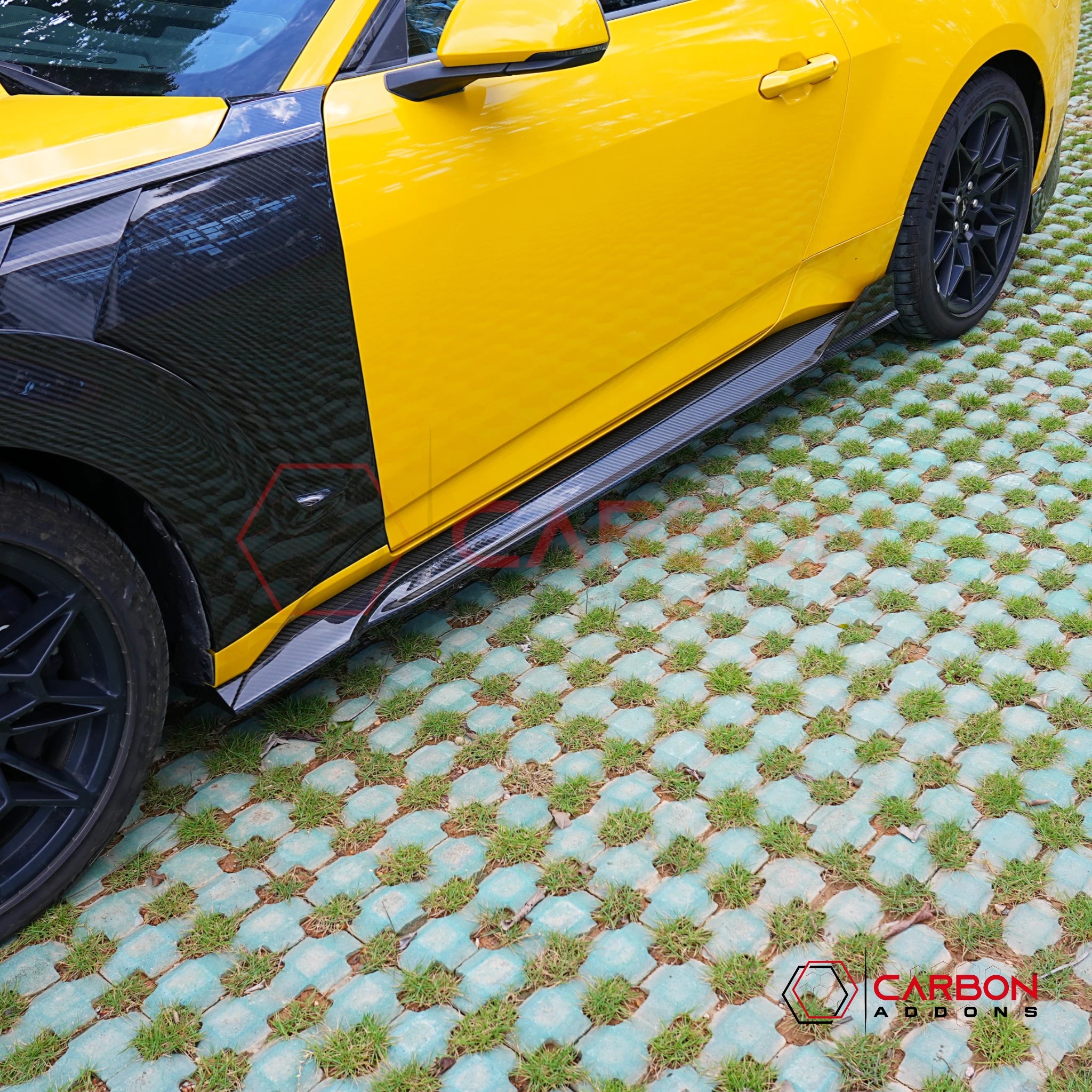 2024+ Ford Mustang S650 Carbon Fiber Side Skirts with winglet