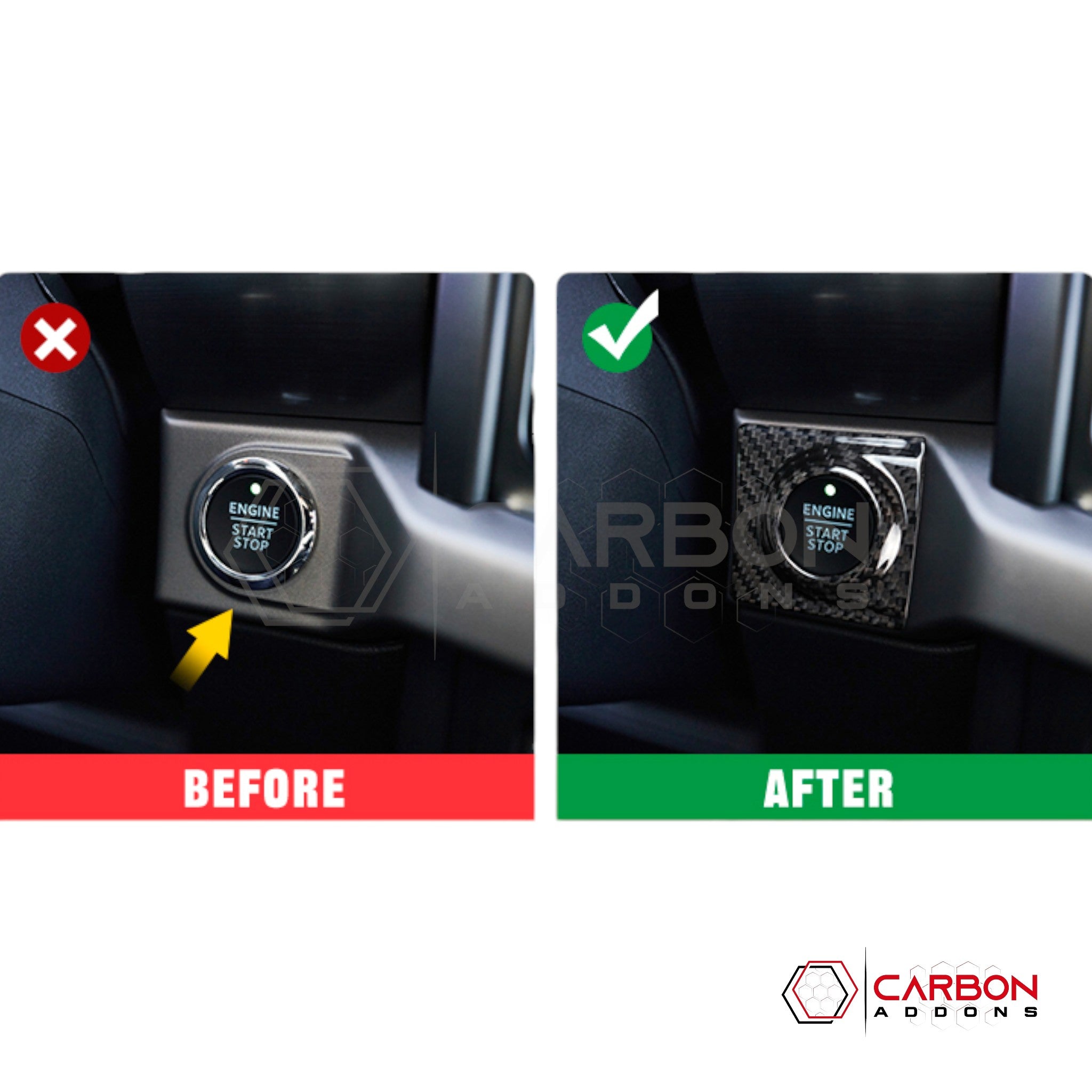 Carbon Fiber Start Stop Button Surround Cover for 2021–2025 Ford F-150 & 2021–2023 Ford F-250
