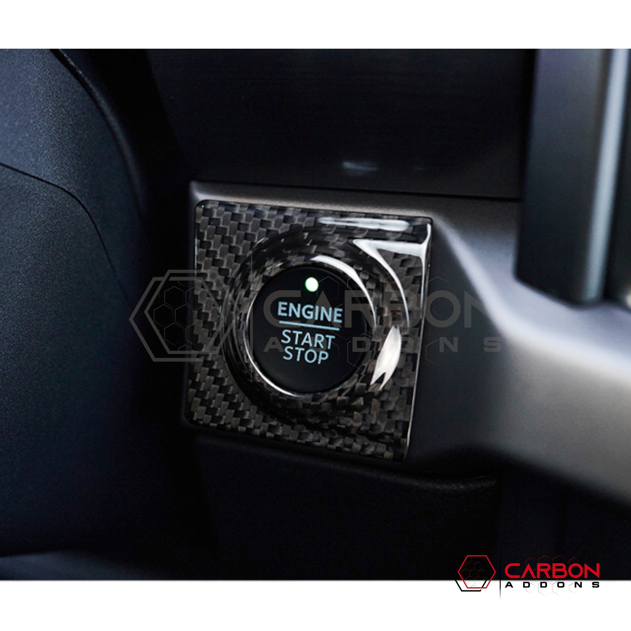 Carbon Fiber Start Stop Button Surround Cover for 2021–2025 Ford F-150 & 2021–2023 Ford F-250