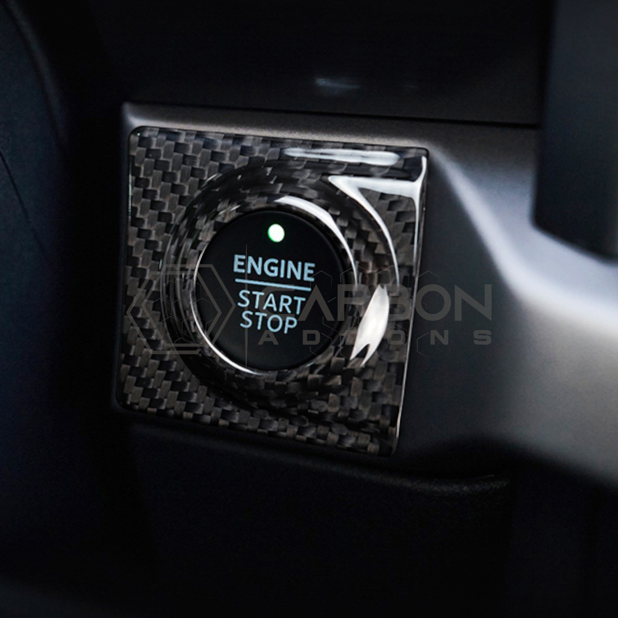 Carbon Fiber Start Stop Button Surround Cover for 2021–2025 Ford F-150 & 2021–2023 Ford F-250
