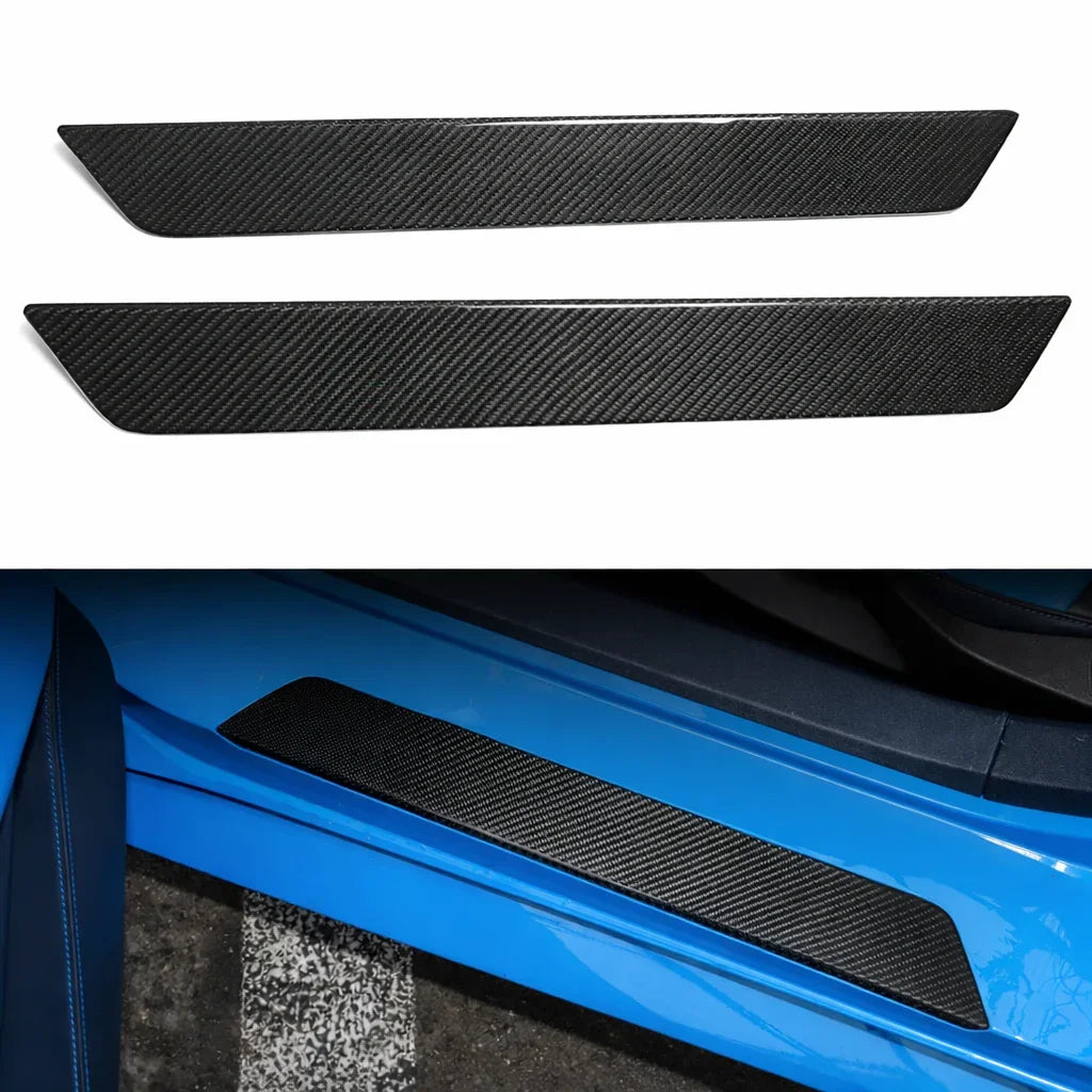 C8 Corvette Real Carbon Fiber Door Sill Plate Covers | Interior Upgrade (2020–2026)