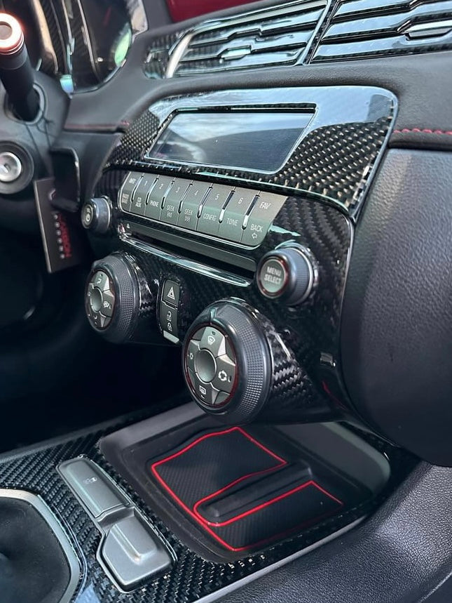 Carbon Fiber Multimedia Radio Trim Cover for 2010-2015 Chevy Camaro