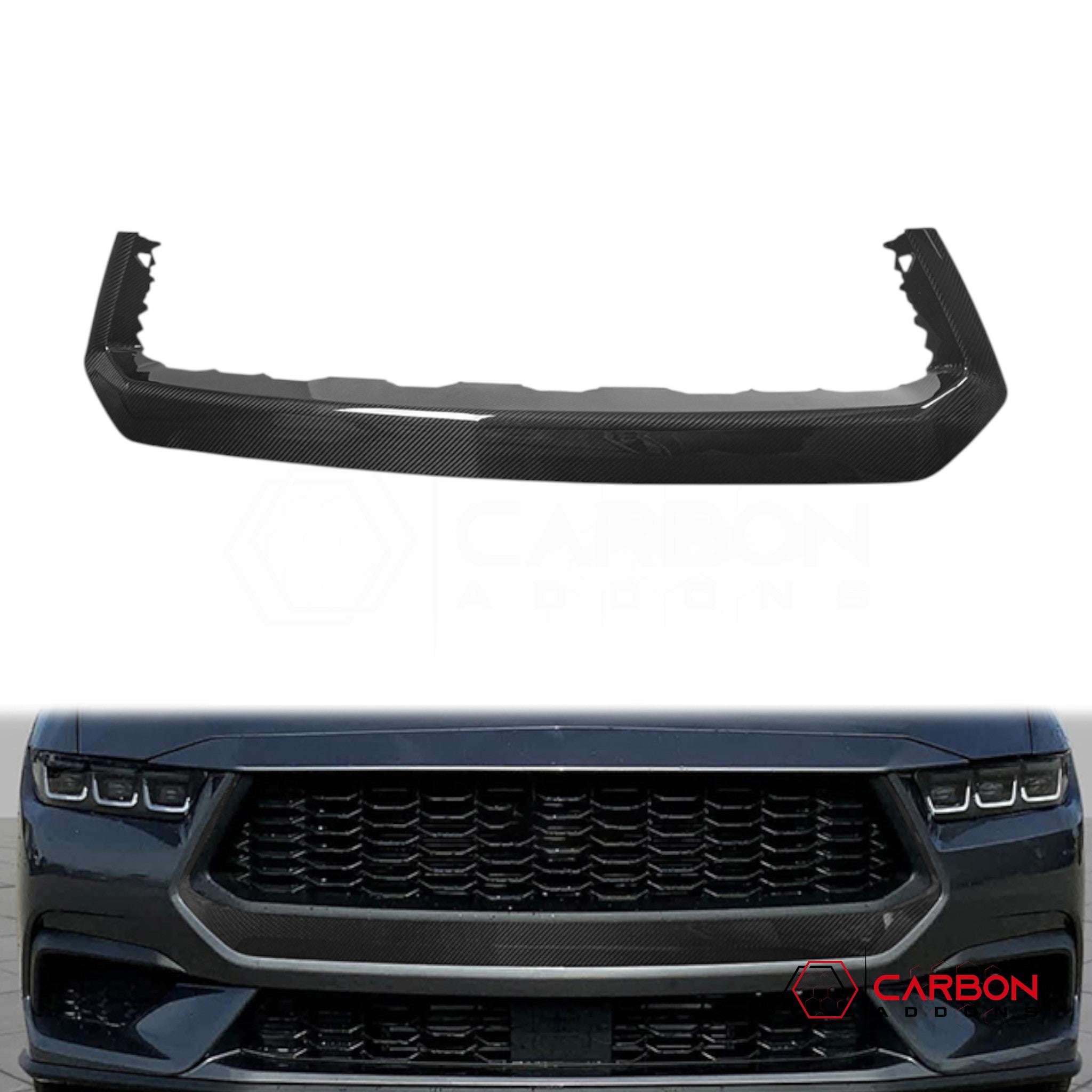 2024+ Ford Mustang Ecoboost Front Bumper Upper Trim Carbon Fiber Covers