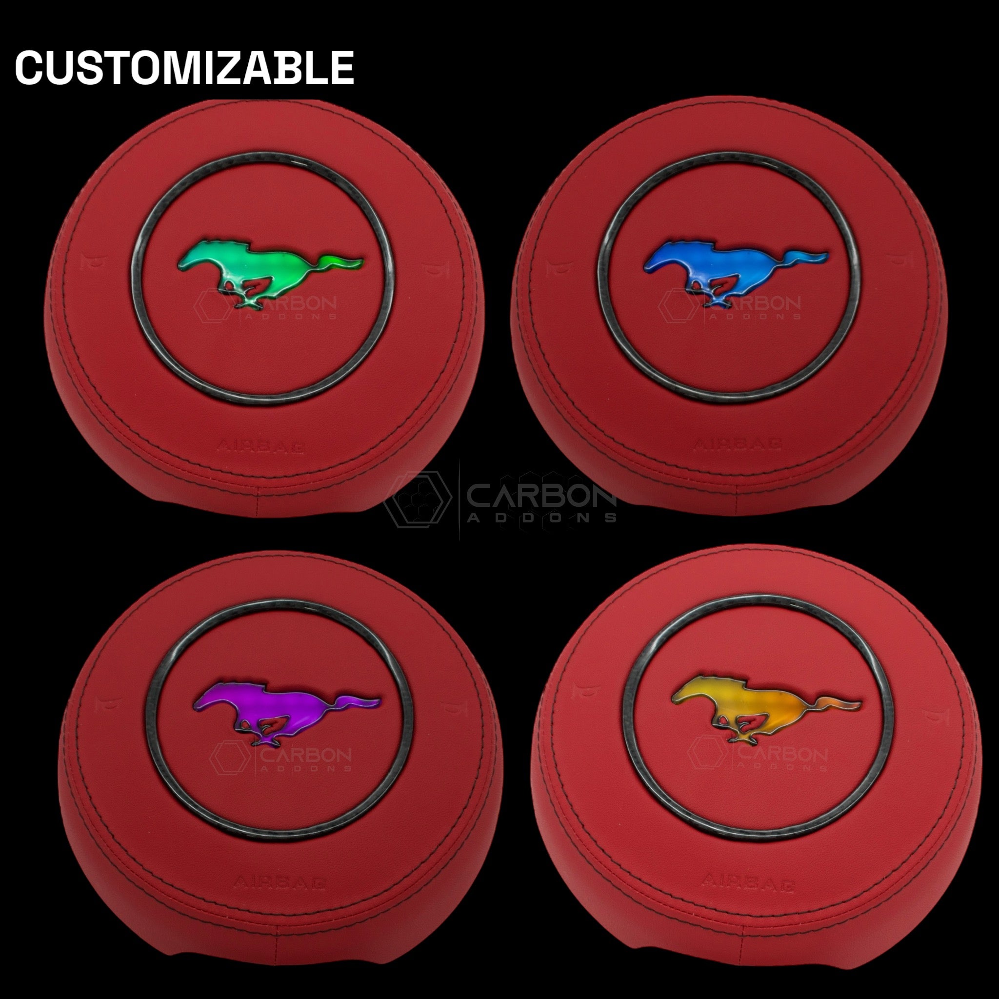 2015-2023 Ford Mustang Custom Airbag Housing Cover with RGB LED Emblem