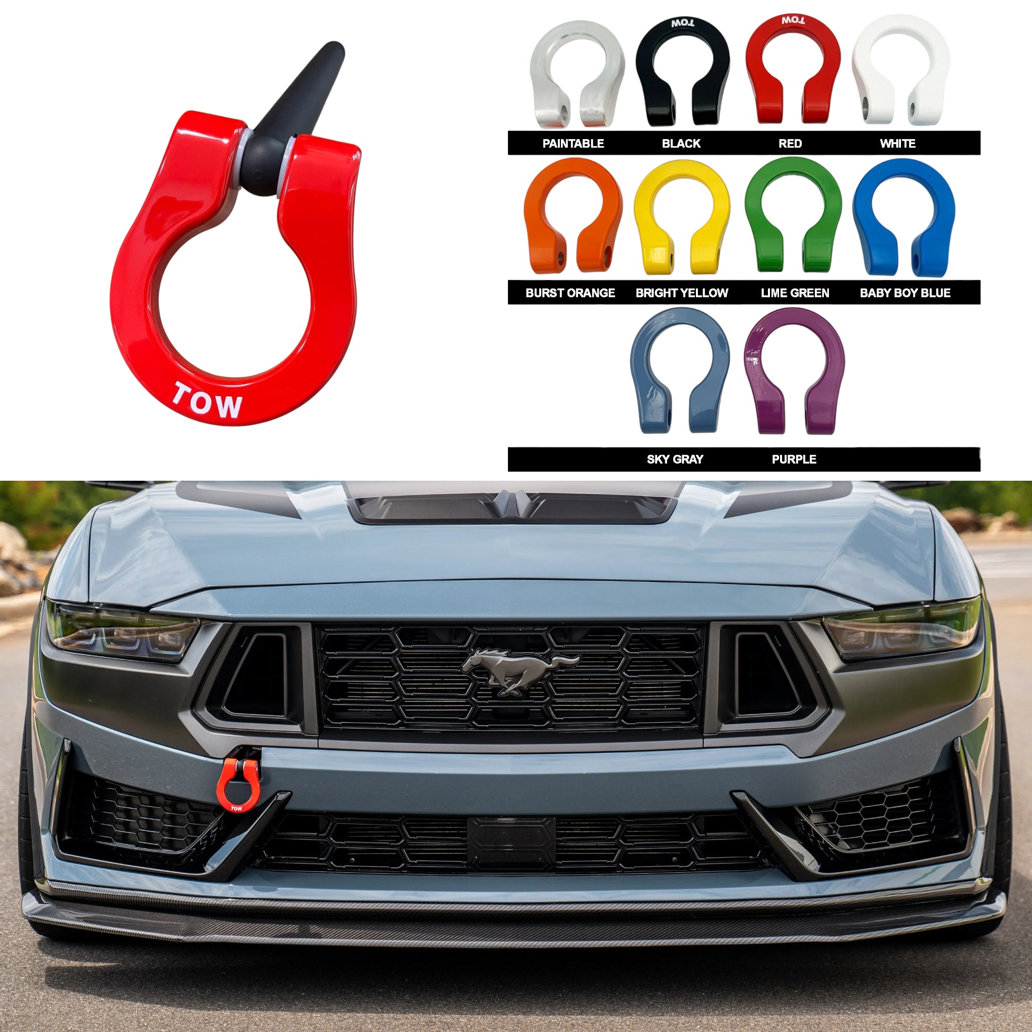 2024–2025 Mustang Dark Horse Feather Lite Stealth Tow Hook | ZL1 Addons