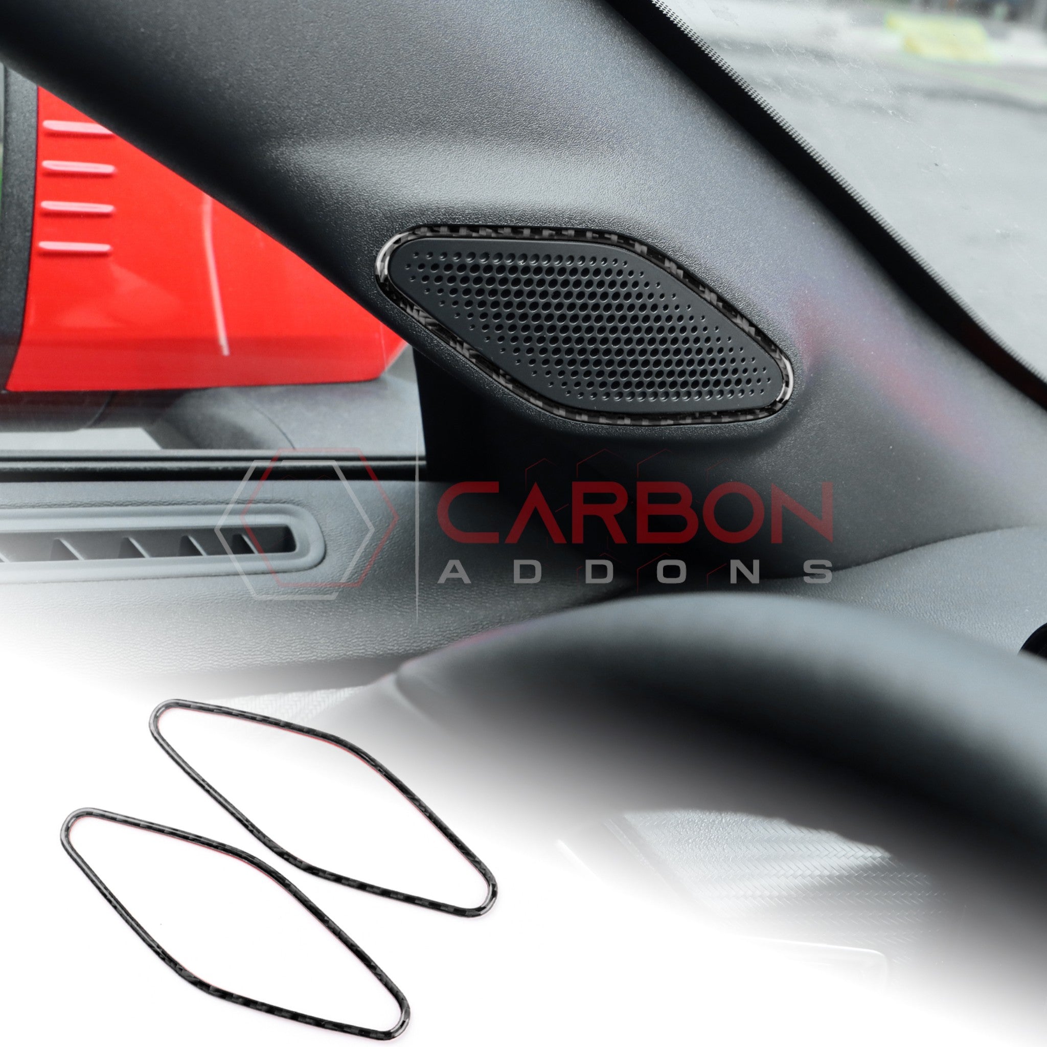 2024+ S650 Ford Mustang Real Carbon Fiber A Pillar Speaker Trim Overlay