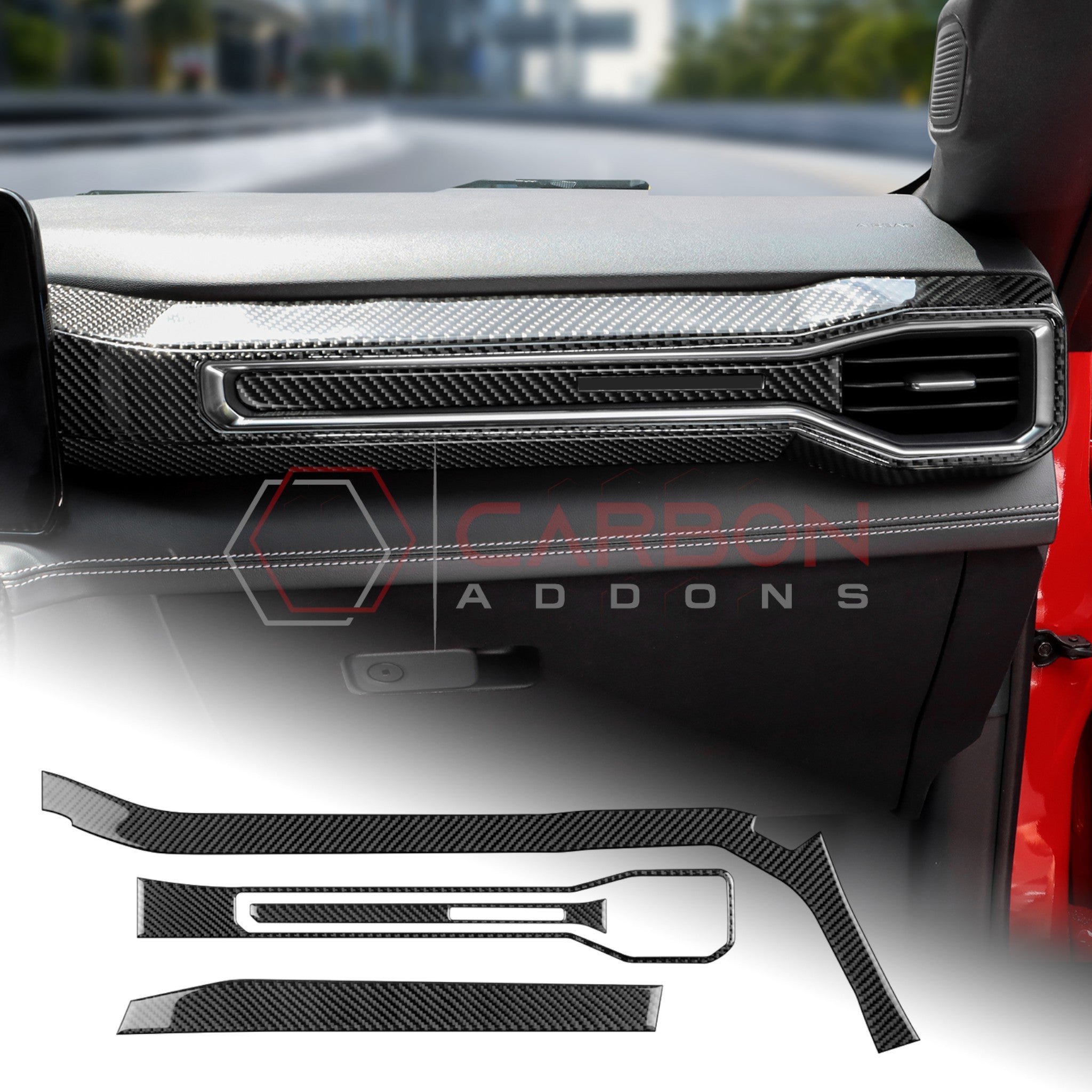 2024+ S650 Ford Mustang Real Carbon Fiber Passenger Side Dashboard Trim Overlays