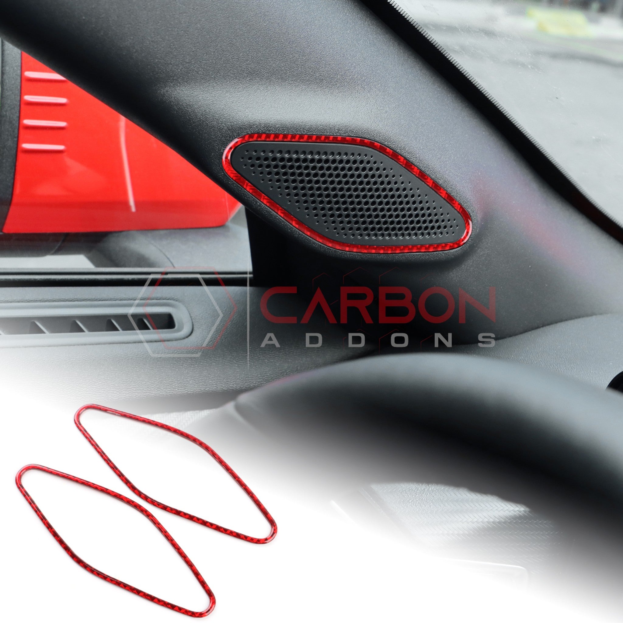 2024+ S650 Ford Mustang Real Carbon Fiber A Pillar Speaker Trim Overlay