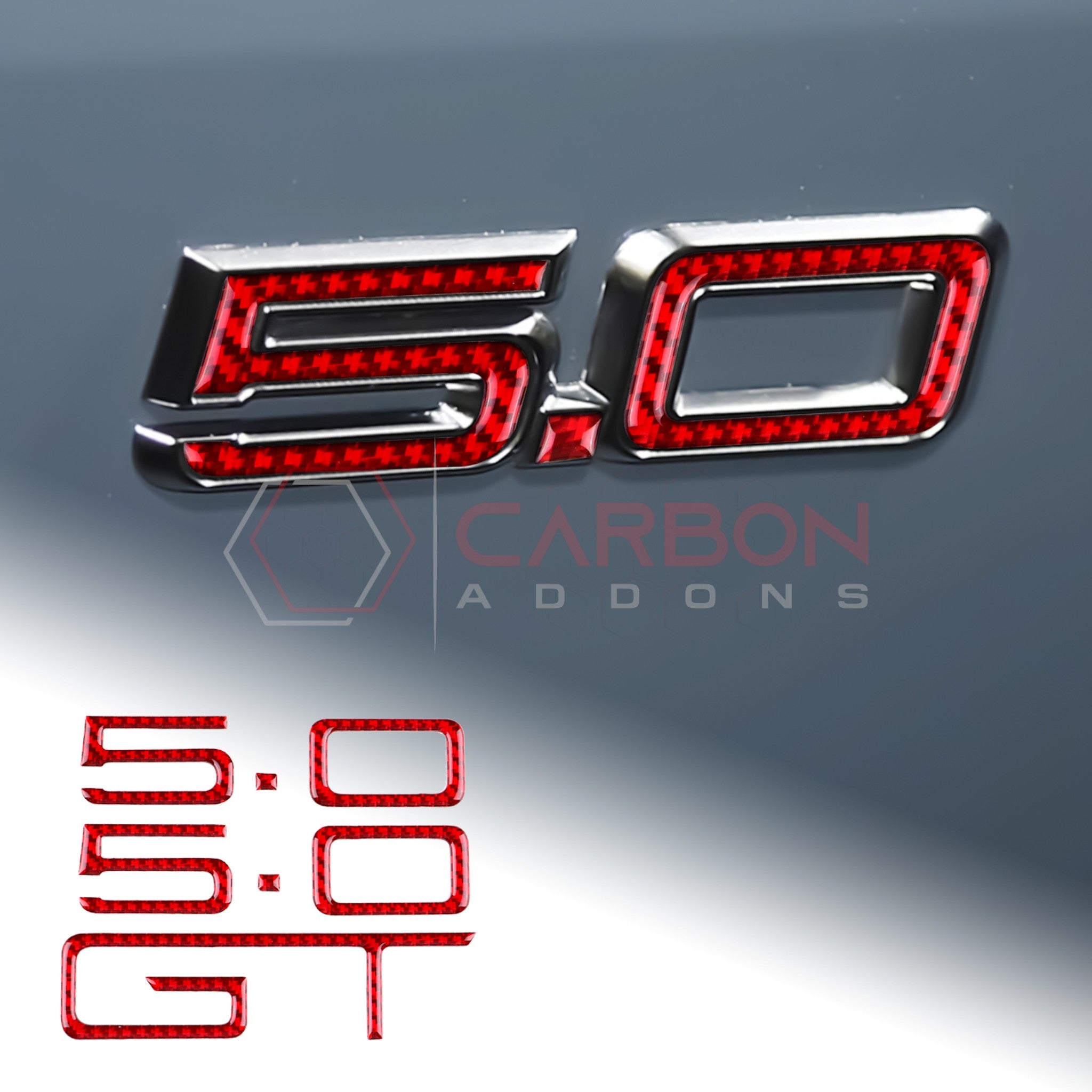 2024+ S650 Ford Mustang GT Exterior Carbon Fiber Emblem Overlays