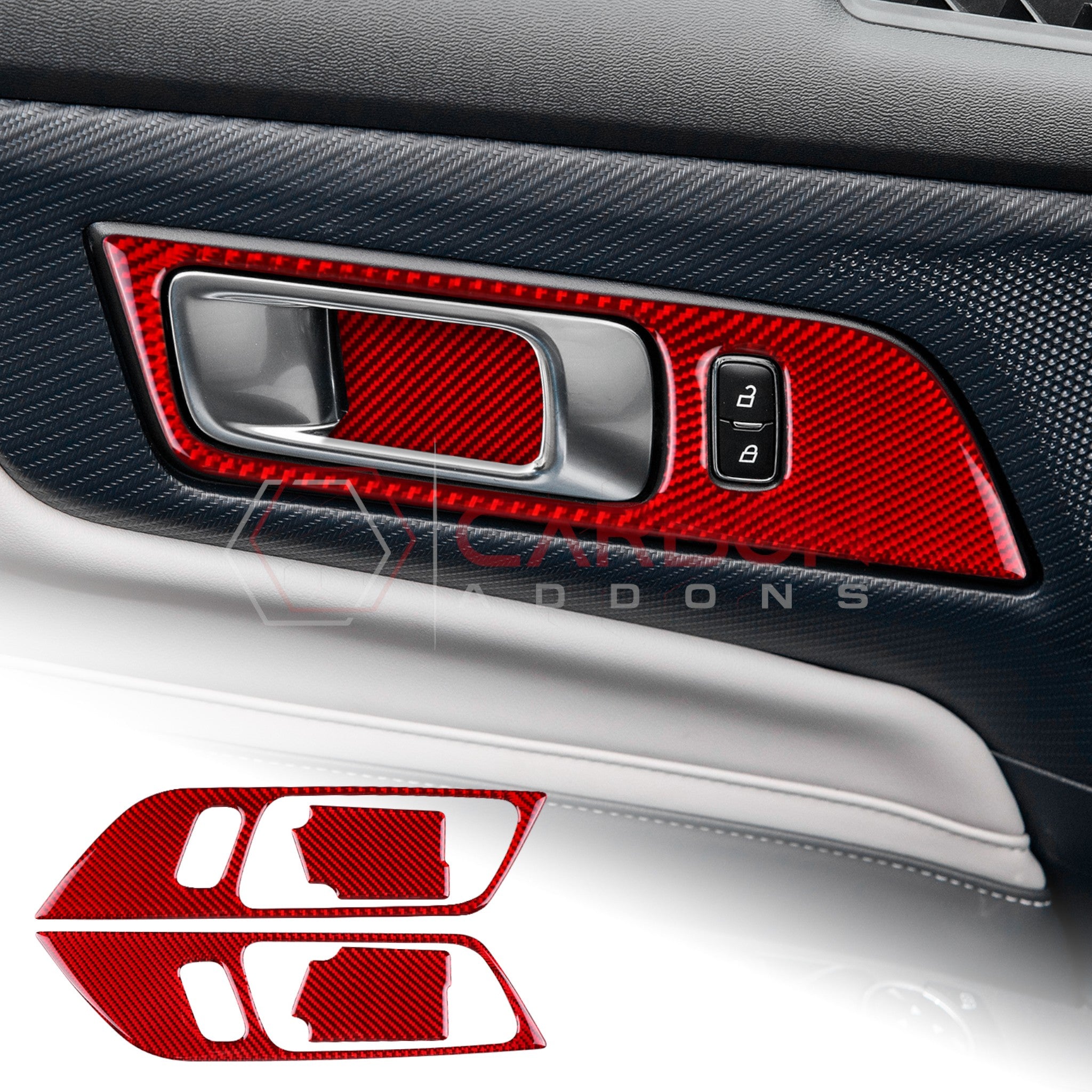 2024+ S650 Ford Mustang Real Carbon Interior Door Handle Trim Overlay