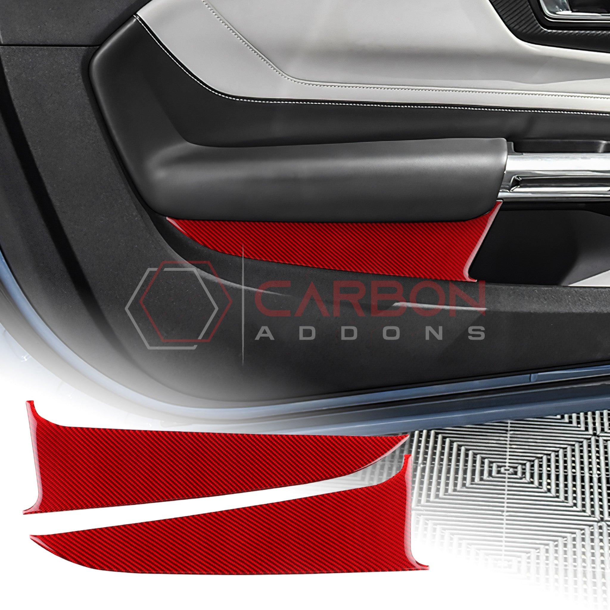 2024+ S650 Ford Mustang Real Carbon Fiber Door Lower Panel Trim Overlay