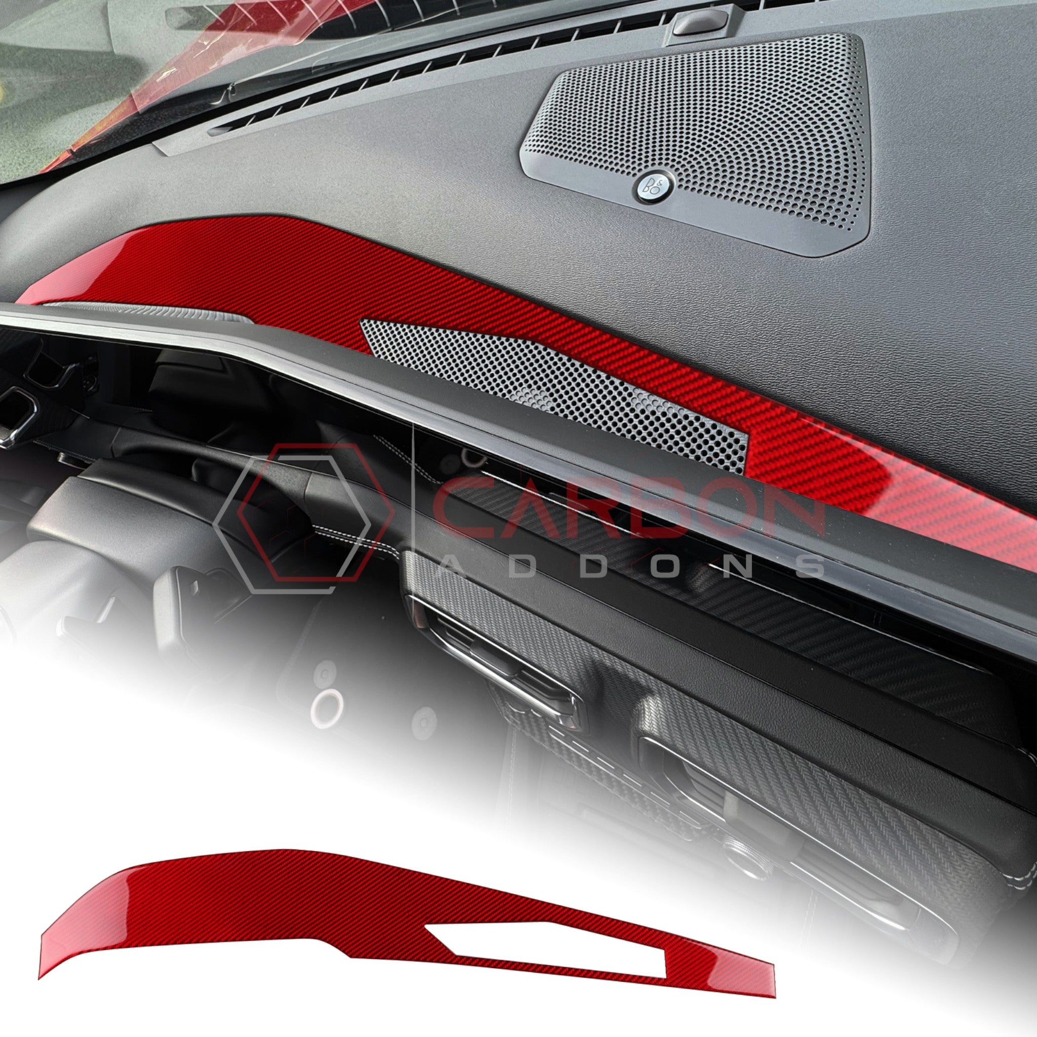 2024+ S650 Ford Mustang Real Carbon Fiber Behind Screen Top Dash Trim Overlay