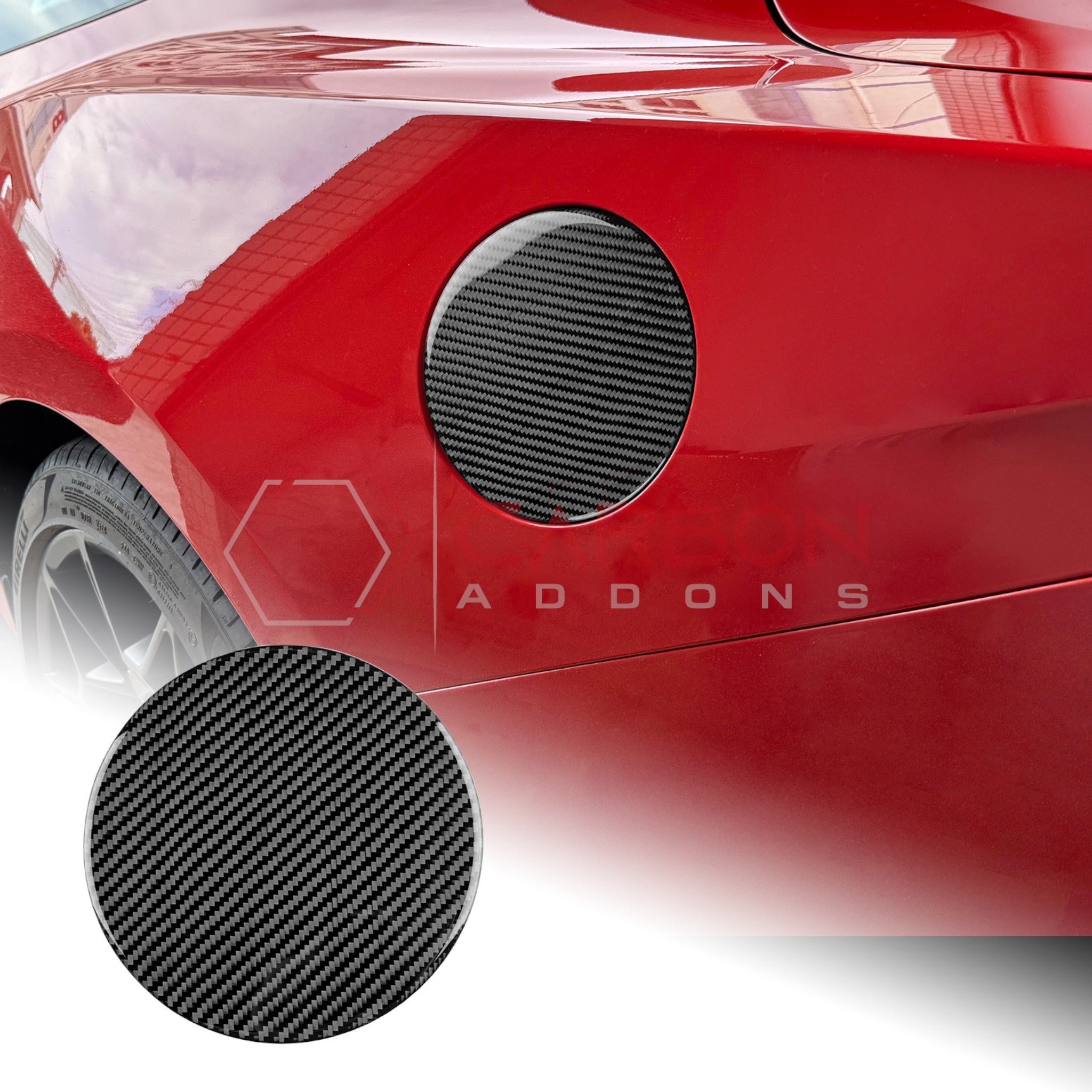 2024+ S650 Ford Mustang Exterior Real Carbon Fiber Gas Cap Overlays