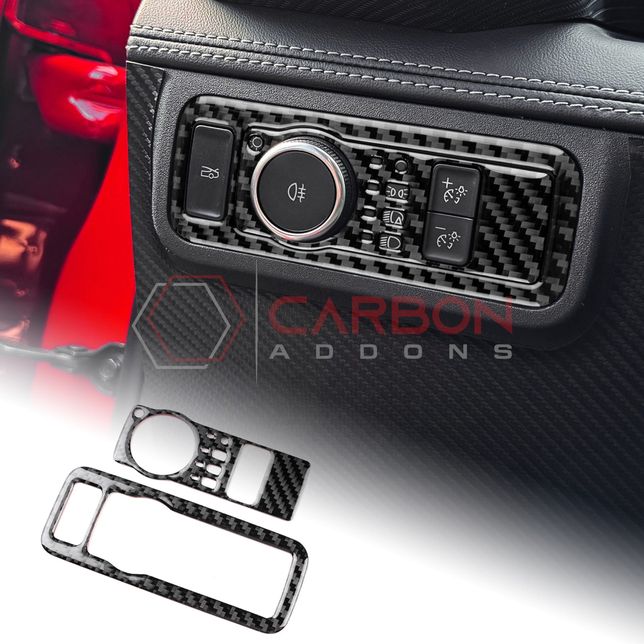 2024+ S650 Ford Mustang Real Carbon Fiber Headlight Control Trim Overlay