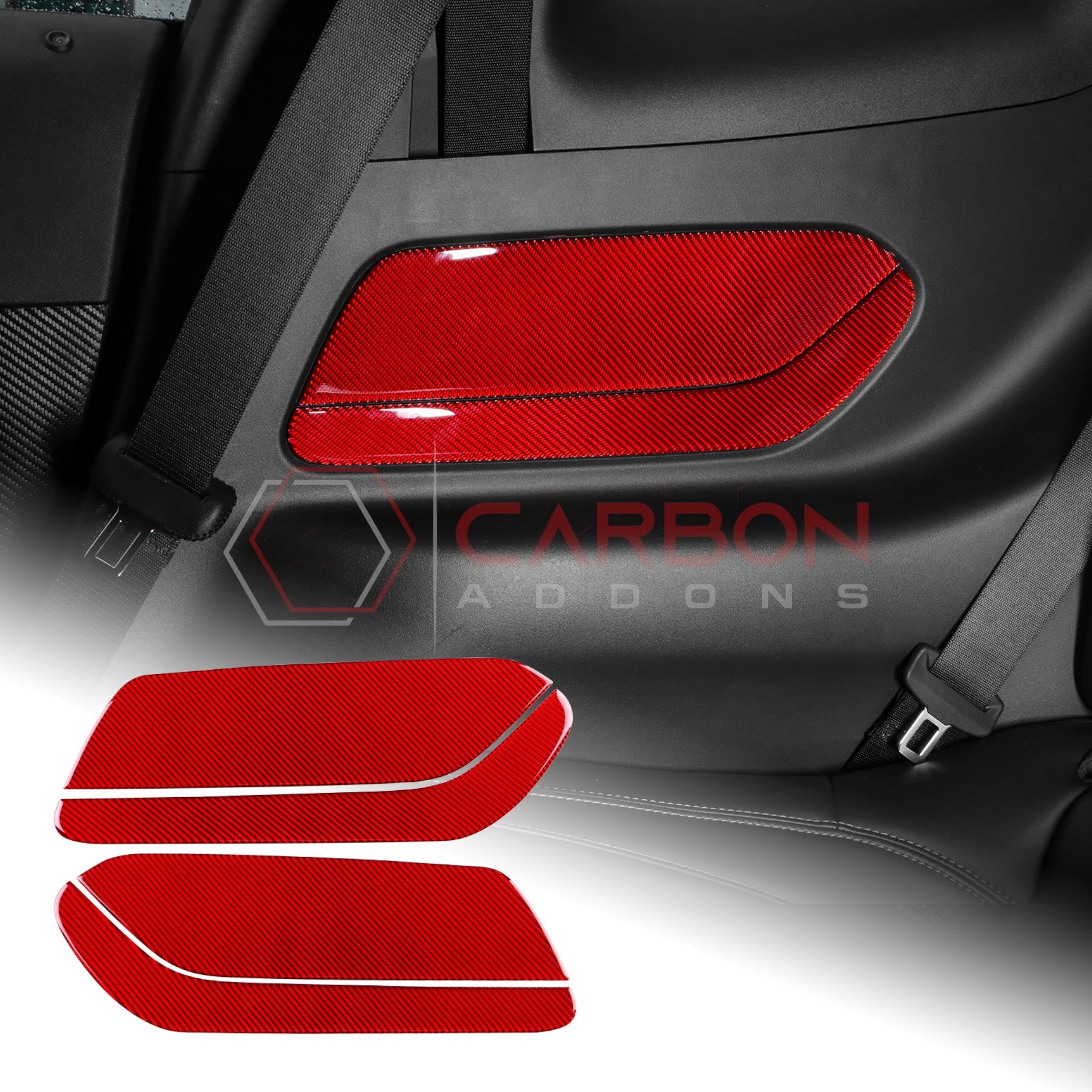 2024+ S650 Ford Mustang Real Carbon Fiber Rear Seat Side Panel Overlay