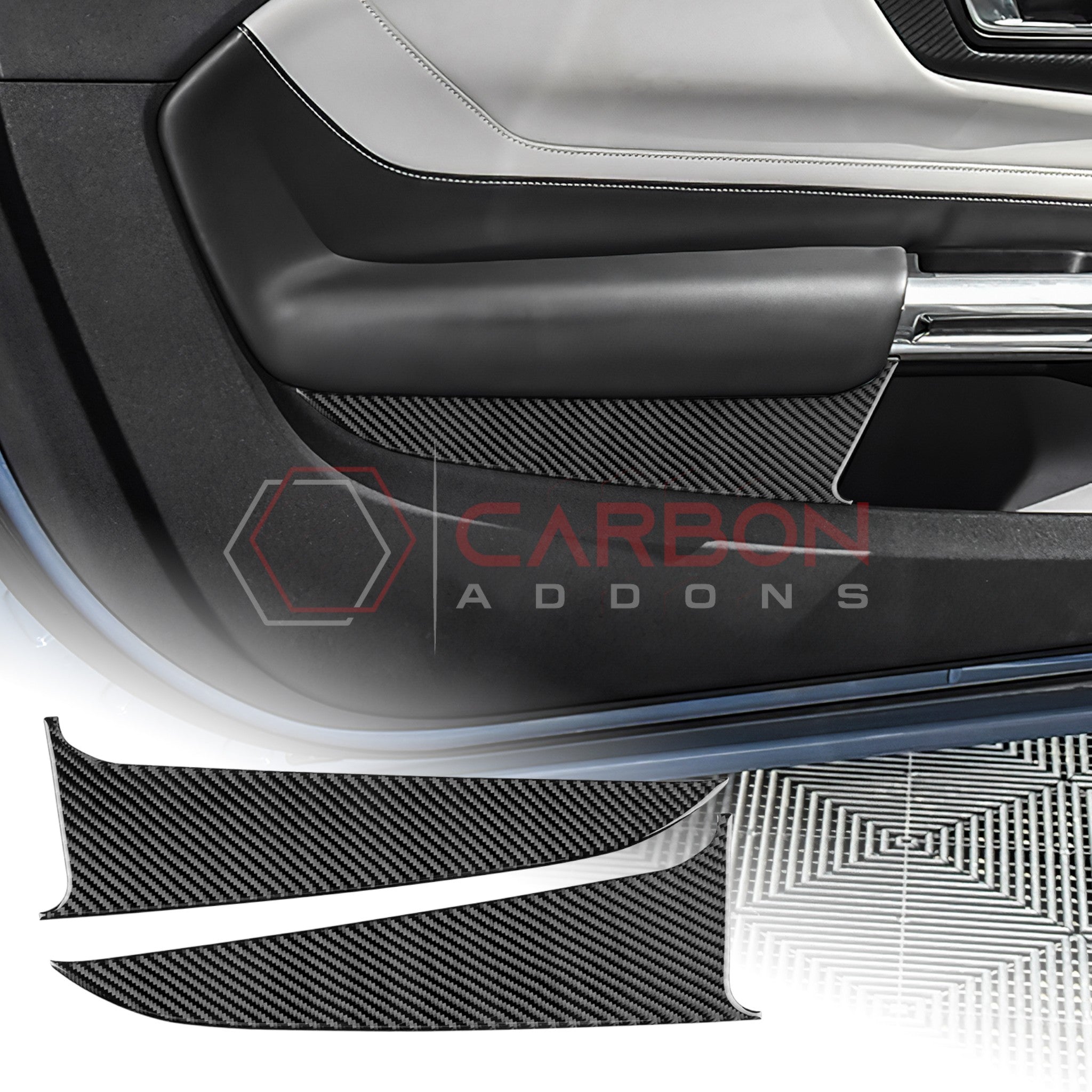 2024+ S650 Ford Mustang Real Carbon Fiber Door Lower Panel Trim Overlay