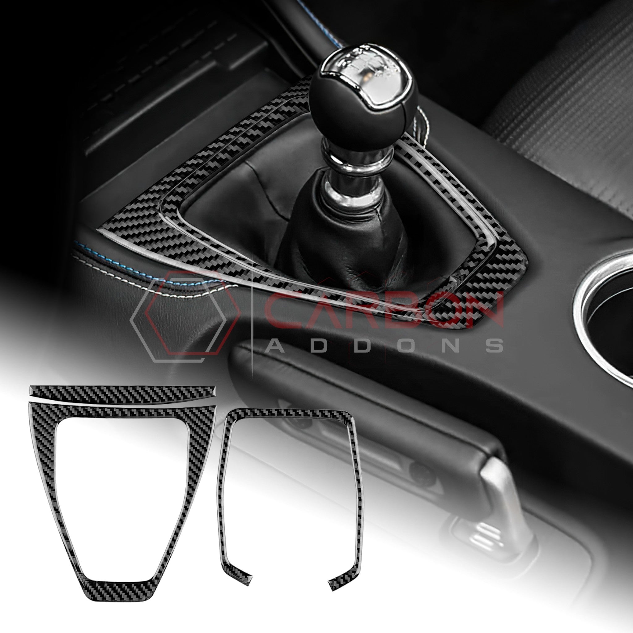 2024+ S650 Ford Mustang Real Carbon Fiber Gear Shifter Trim Overlay