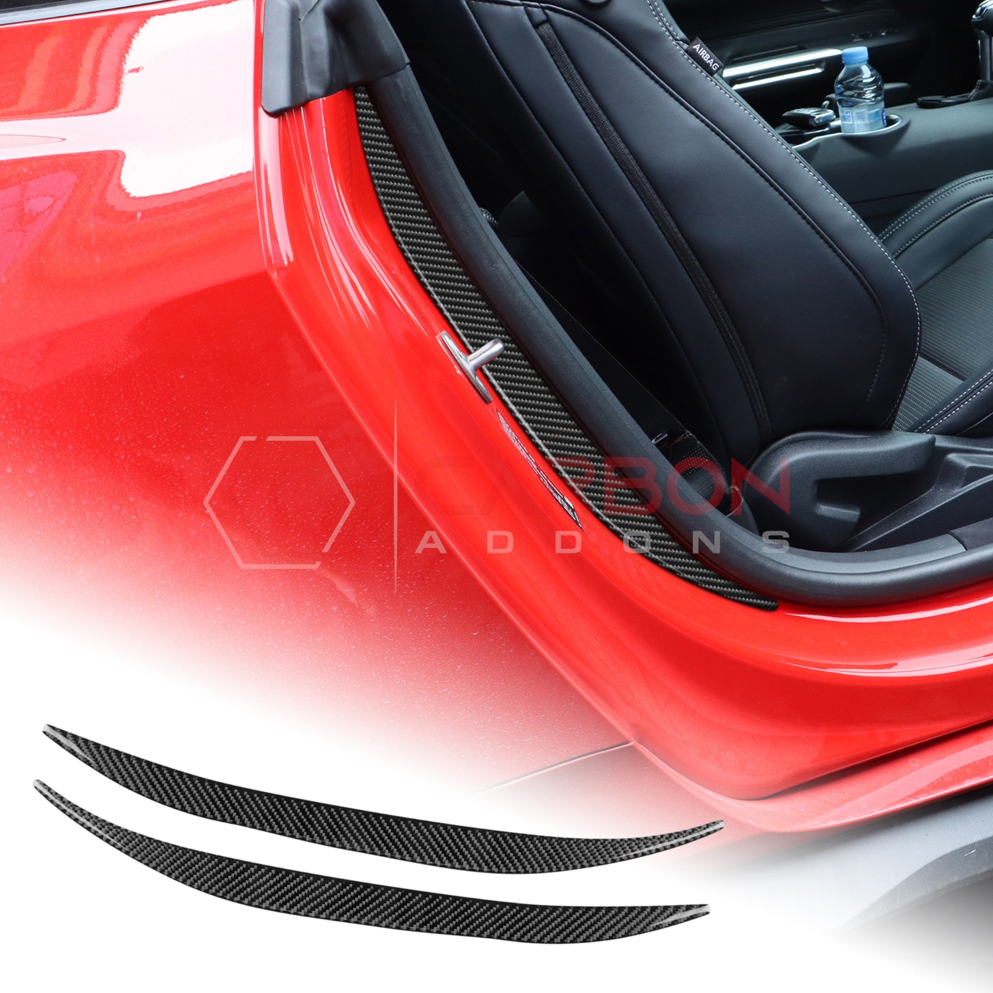 2024+ S650 Ford Mustang Real Carbon Fiber Door Jam Trim Overlays