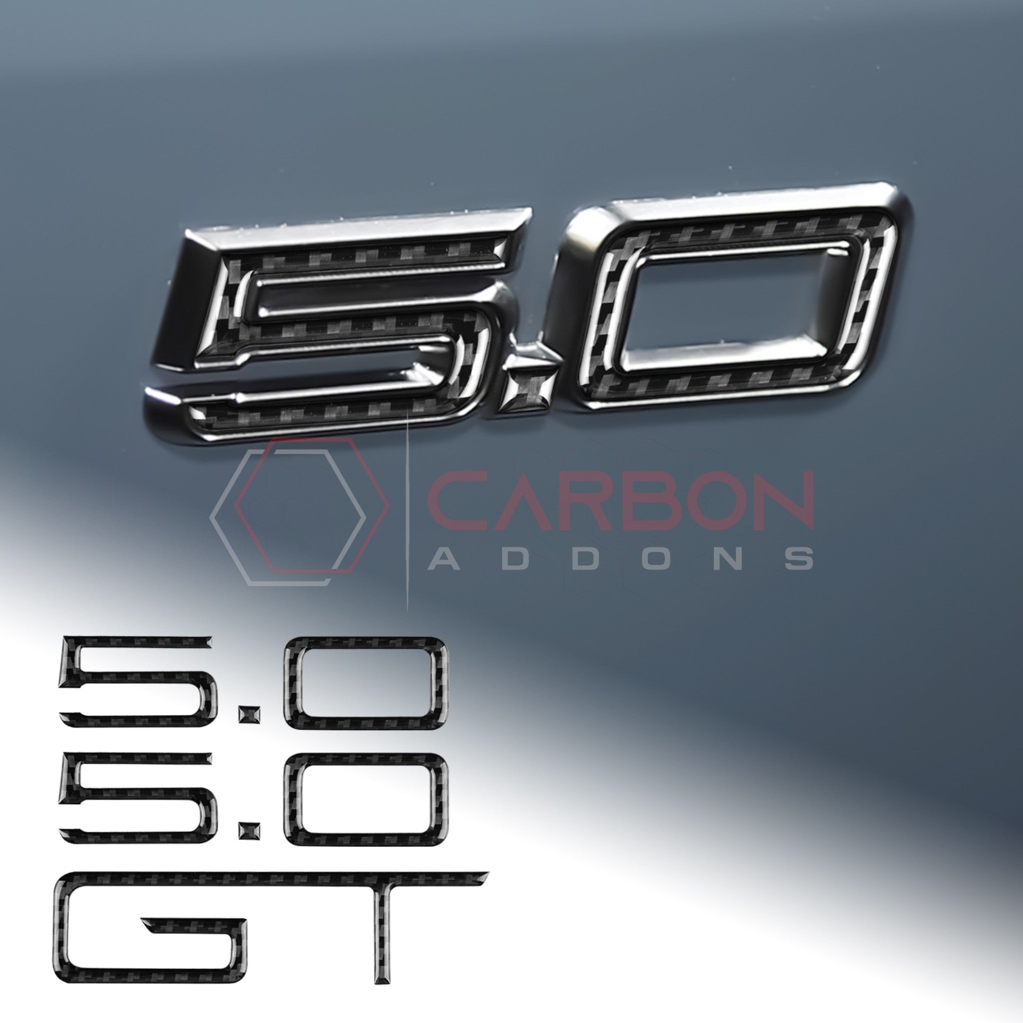 2024+ S650 Ford Mustang GT Exterior Carbon Fiber Emblem Overlays