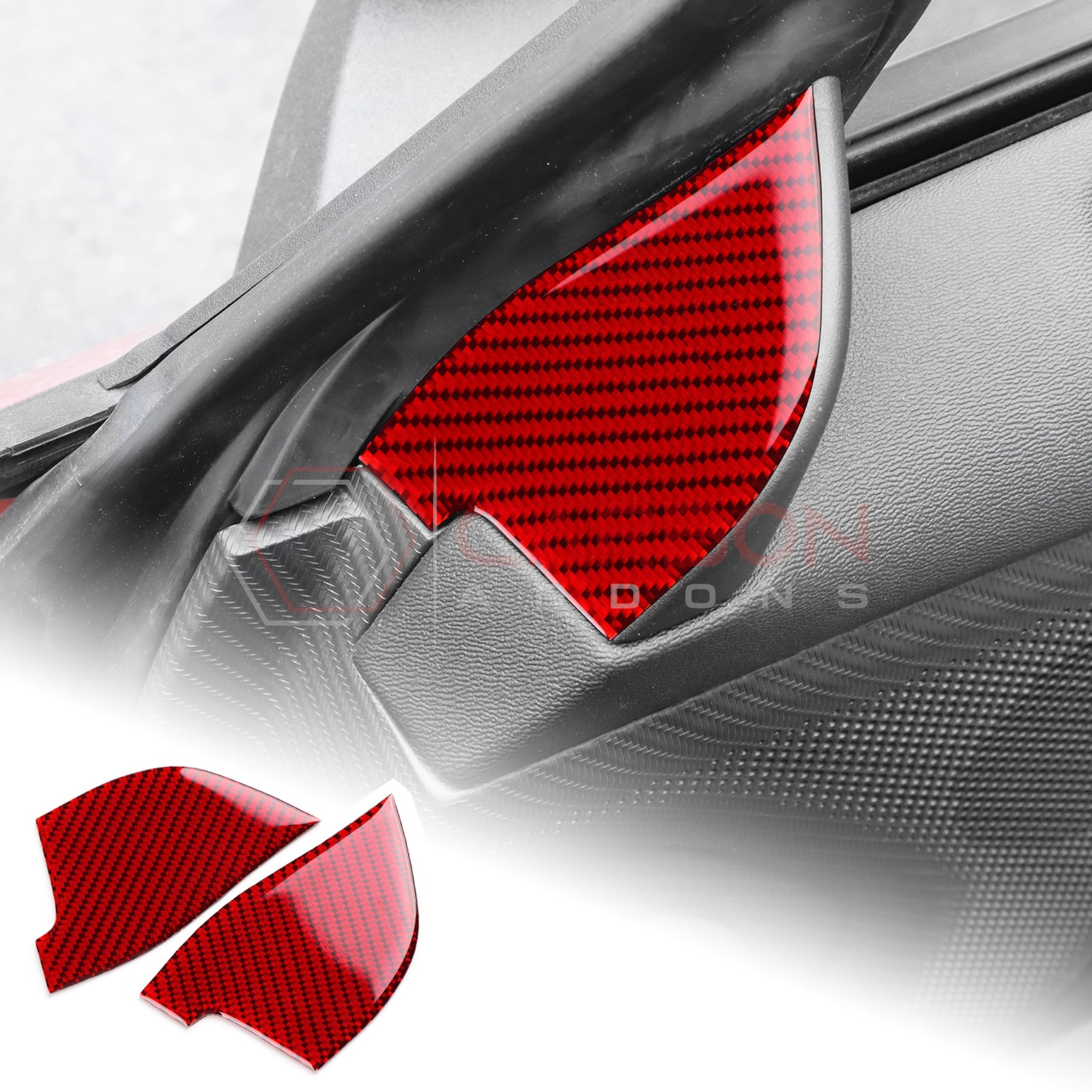 2024+ S650 Ford Mustang Real Carbon Fiber Door Jam Triangle Trim Overlay