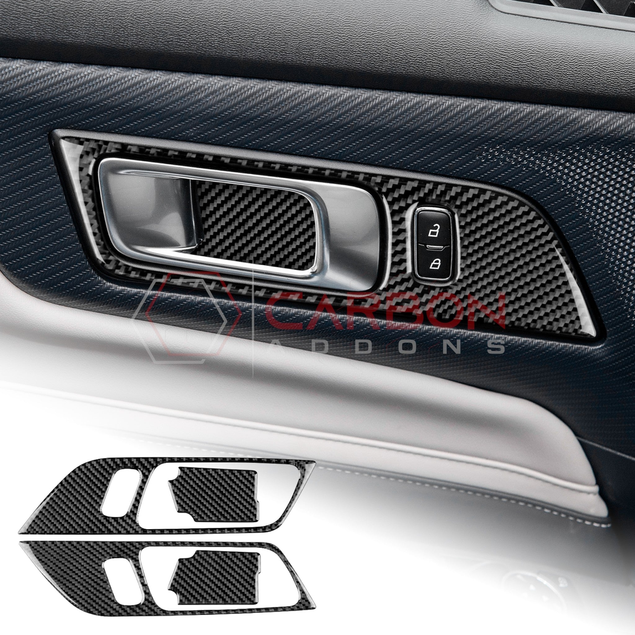 2024+ S650 Ford Mustang Real Carbon Interior Door Handle Trim Overlay