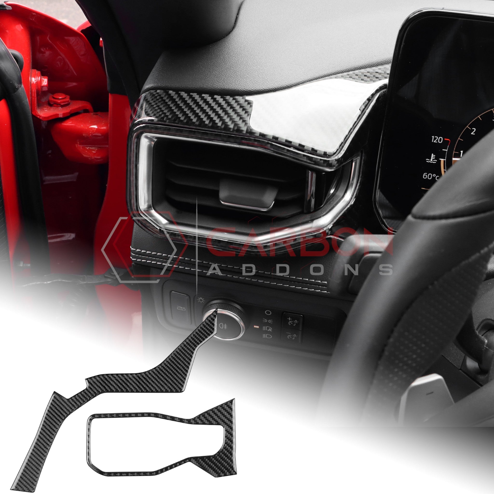 2024+ S650 Ford Mustang Real Carbon Fiber Driver Side Dashboard Trim Overlays