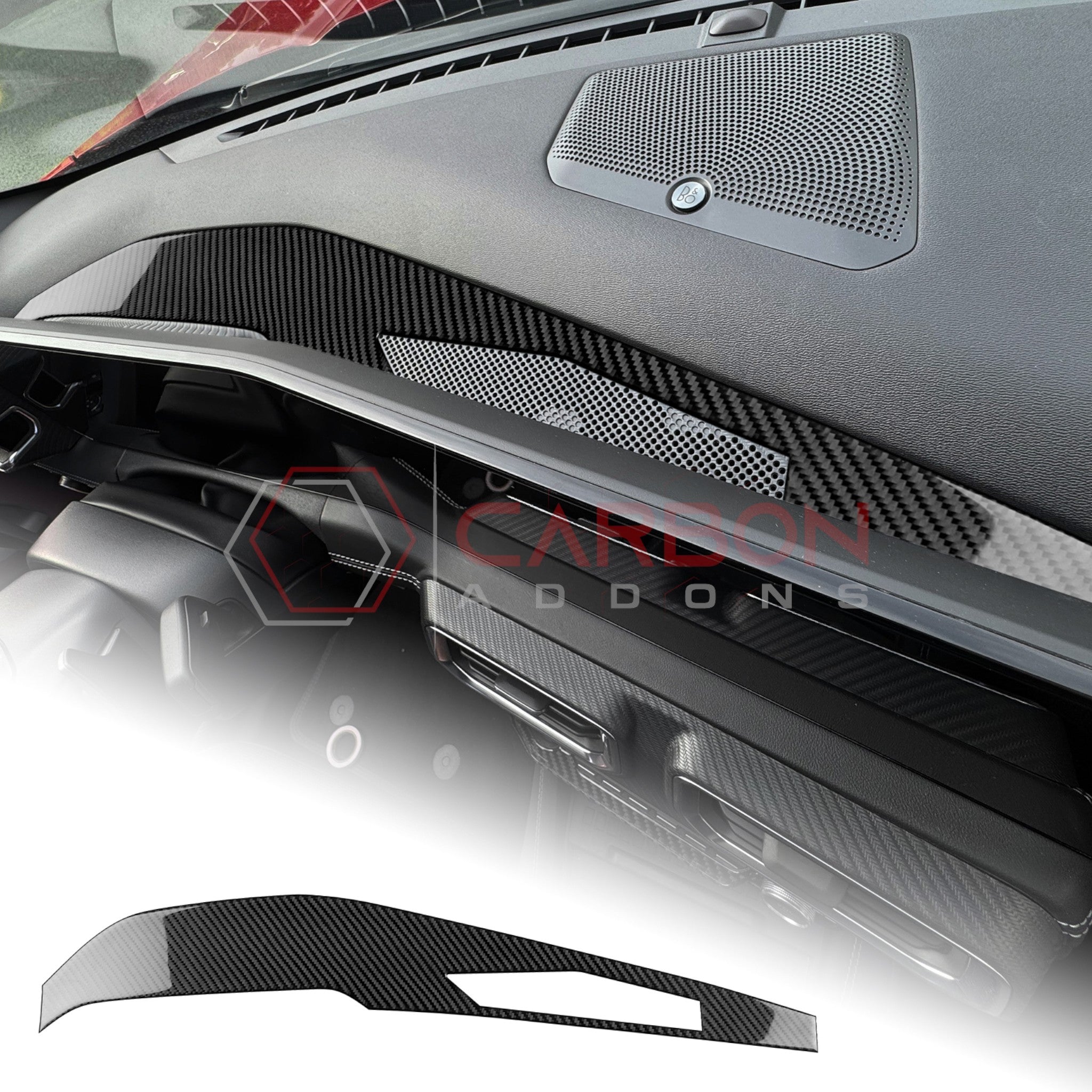 2024+ S650 Ford Mustang Real Carbon Fiber Behind Screen Top Dash Trim Overlay