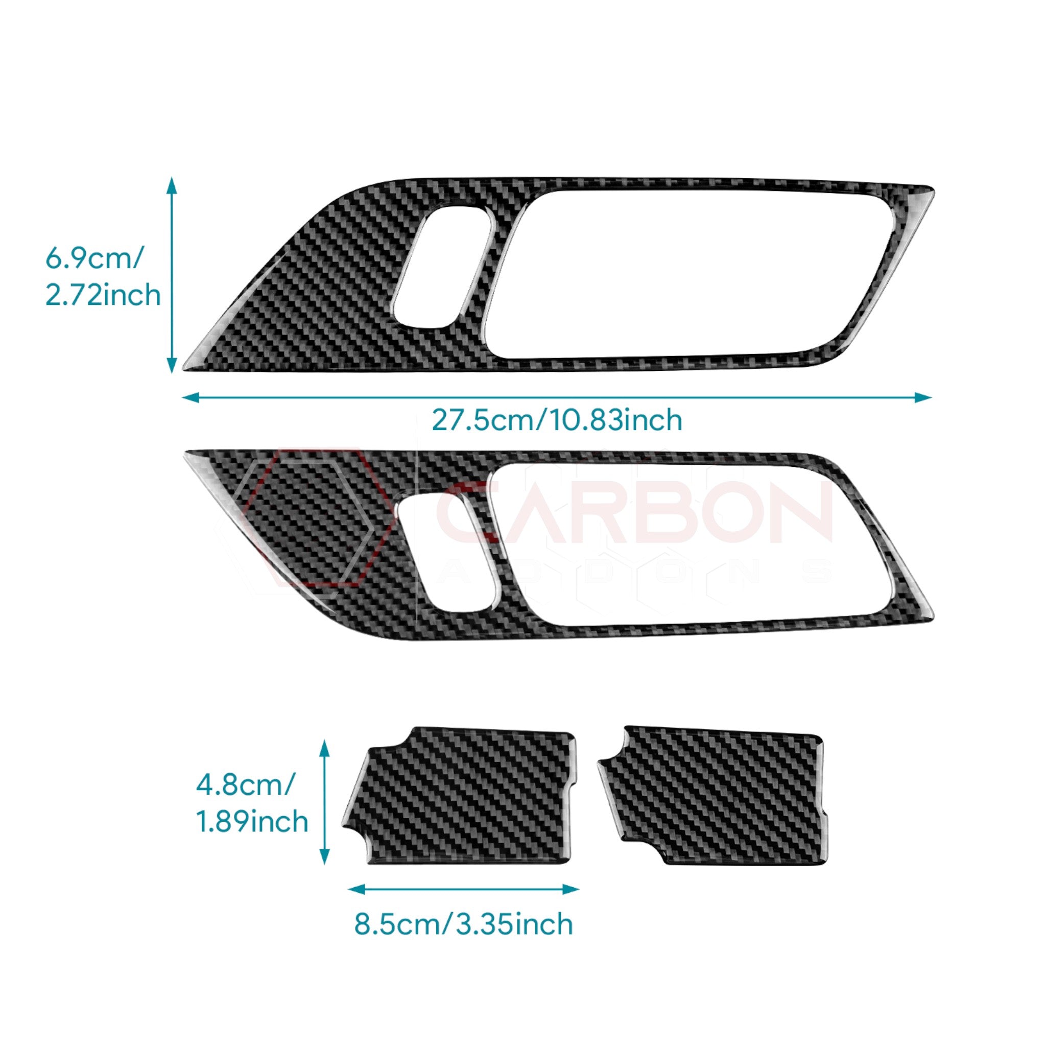 2024+ S650 Ford Mustang Real Carbon Interior Door Handle Trim Overlay