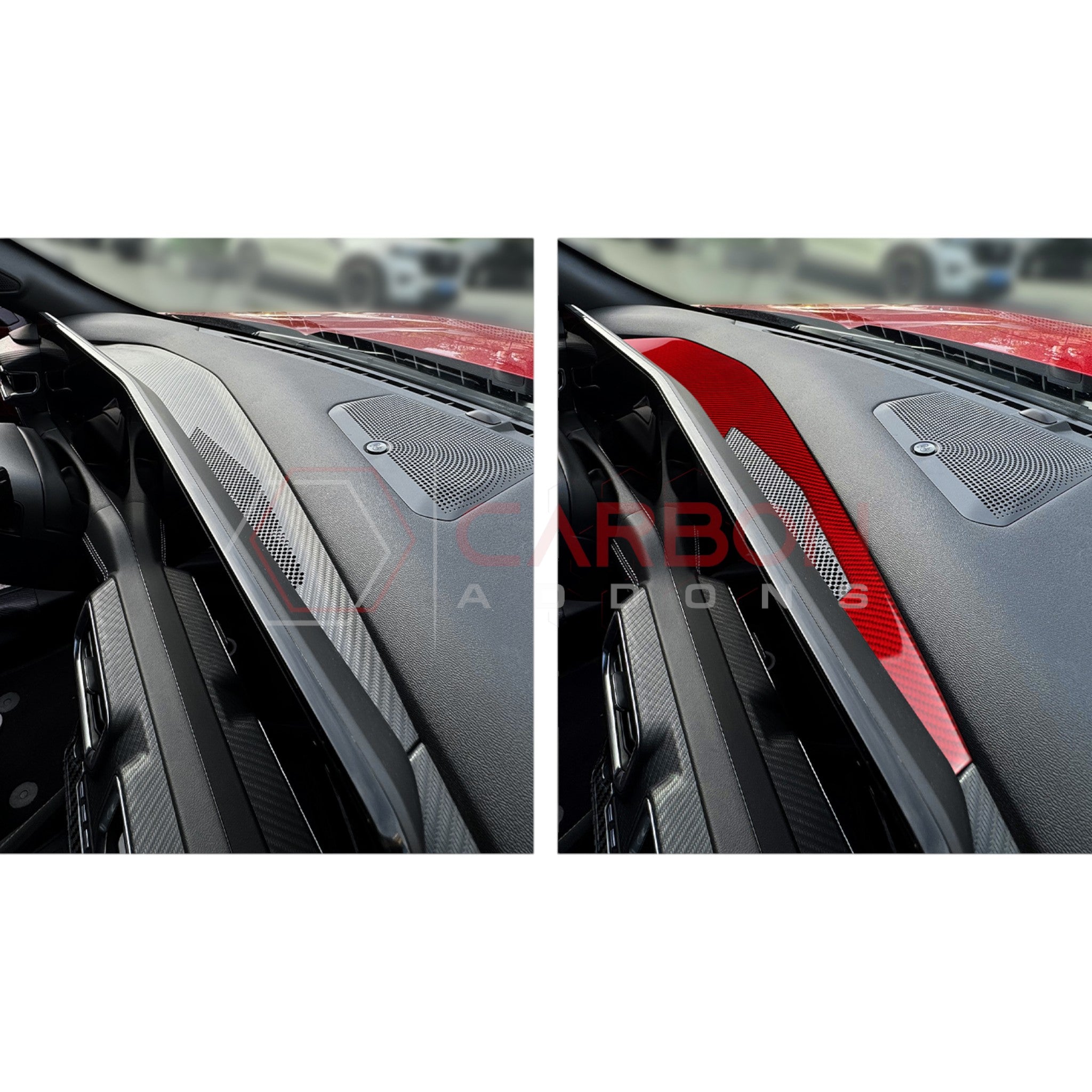 2024+ S650 Ford Mustang Real Carbon Fiber Behind Screen Top Dash Trim Overlay