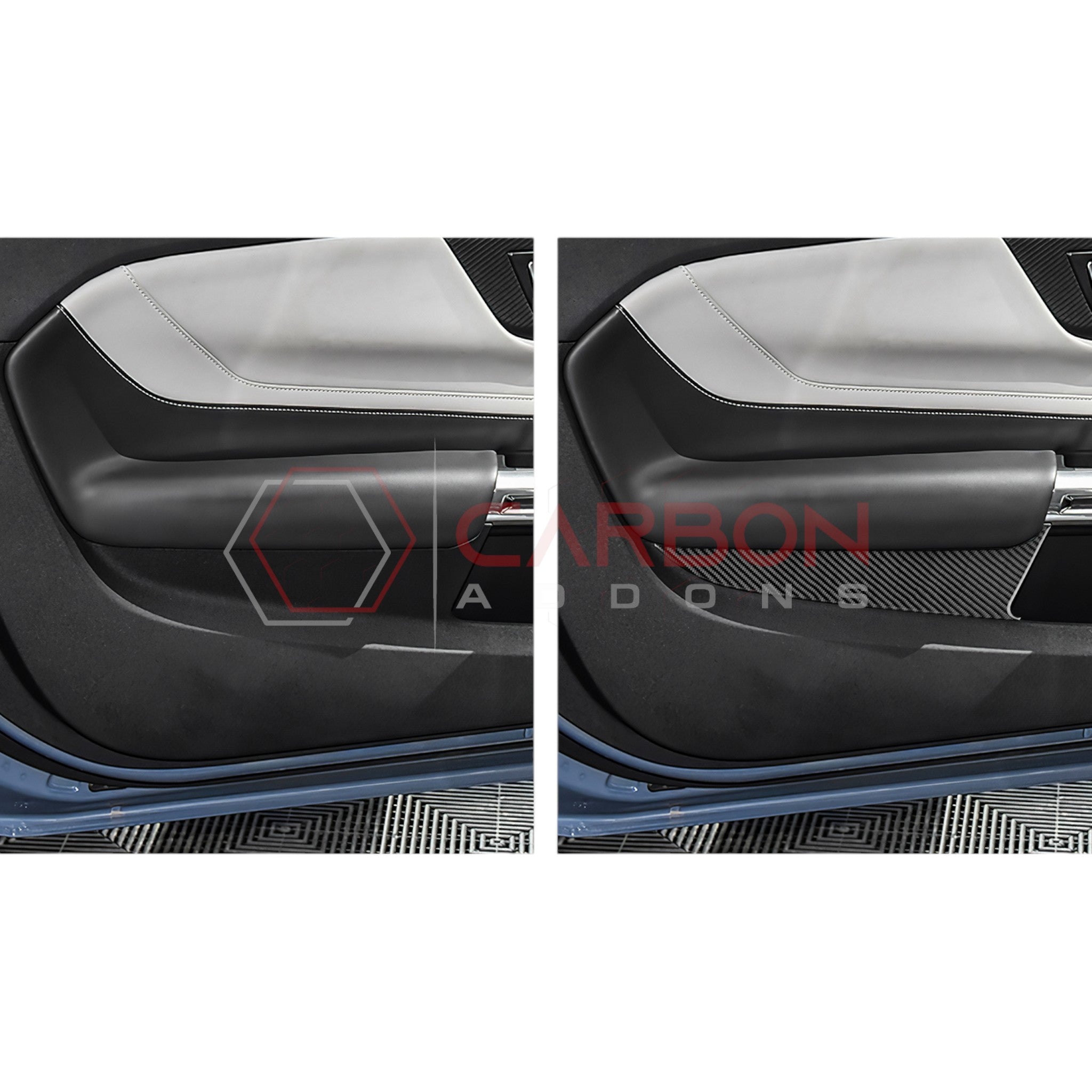 2024+ S650 Ford Mustang Real Carbon Fiber Door Lower Panel Trim Overlay