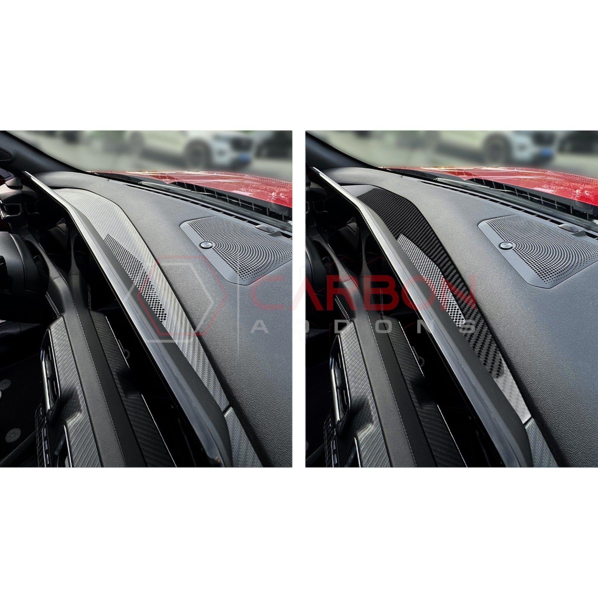 2024+ S650 Ford Mustang Real Carbon Fiber Behind Screen Top Dash Trim Overlay