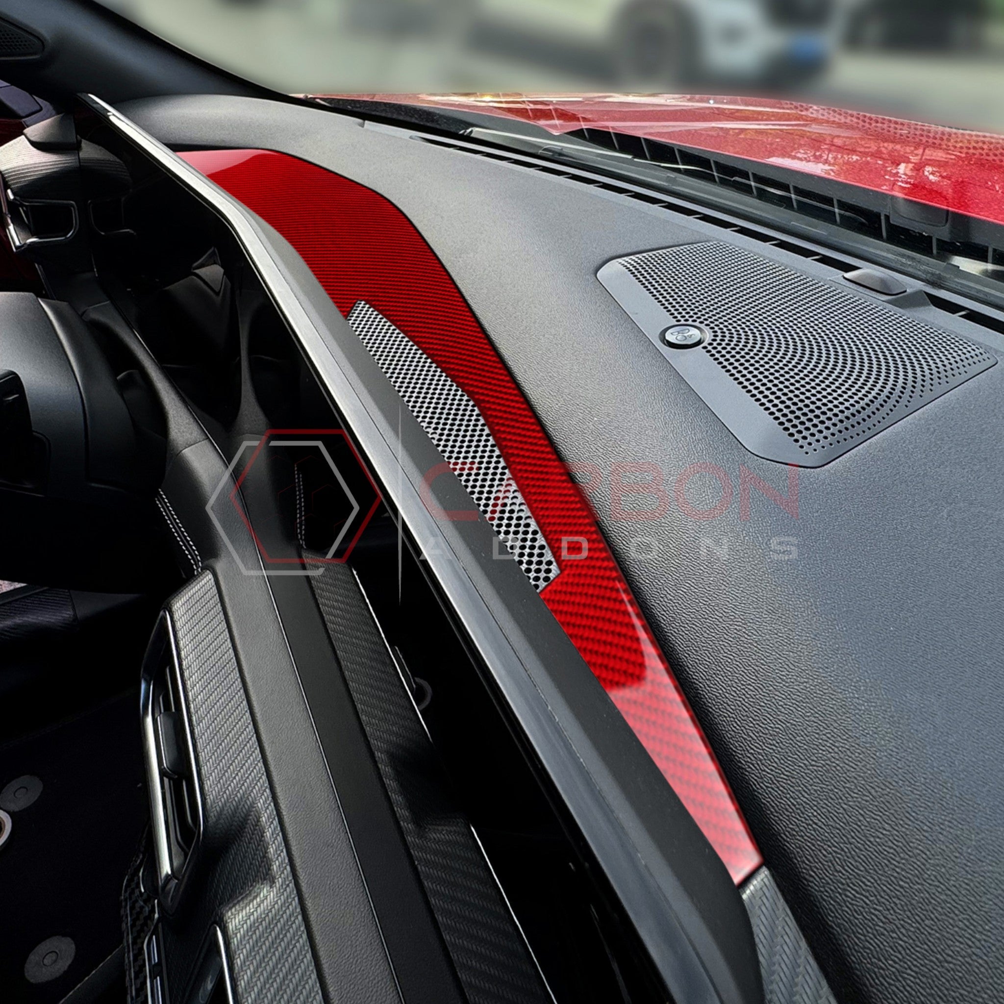 2024+ S650 Ford Mustang Real Carbon Fiber Behind Screen Top Dash Trim Overlay