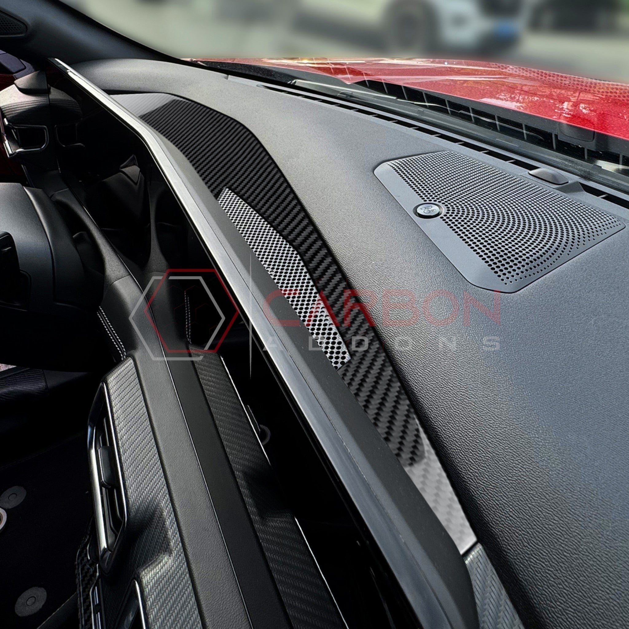 2024+ S650 Ford Mustang Real Carbon Fiber Behind Screen Top Dash Trim Overlay