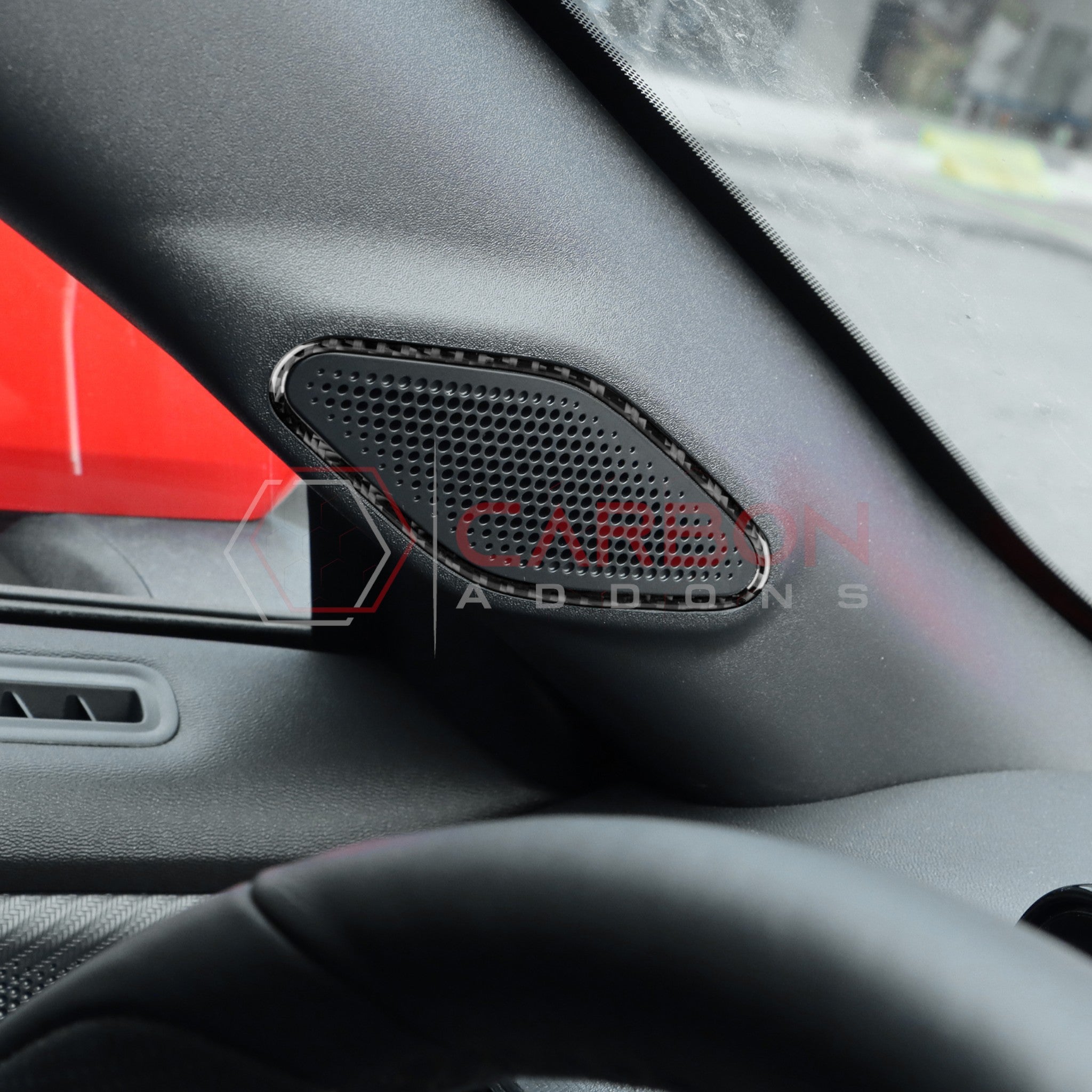 2024+ S650 Ford Mustang Real Carbon Fiber A Pillar Speaker Trim Overlay