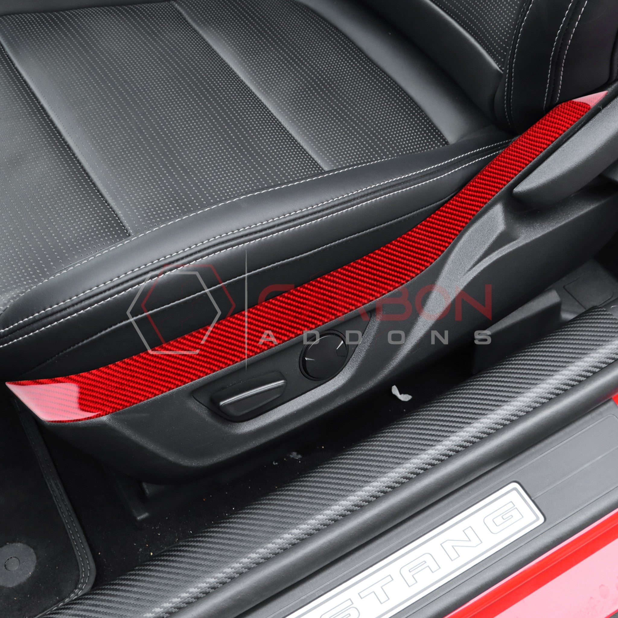 2024+ S650 Ford Mustang Real Carbon Fiber Seat Control Upper Trim Overlay