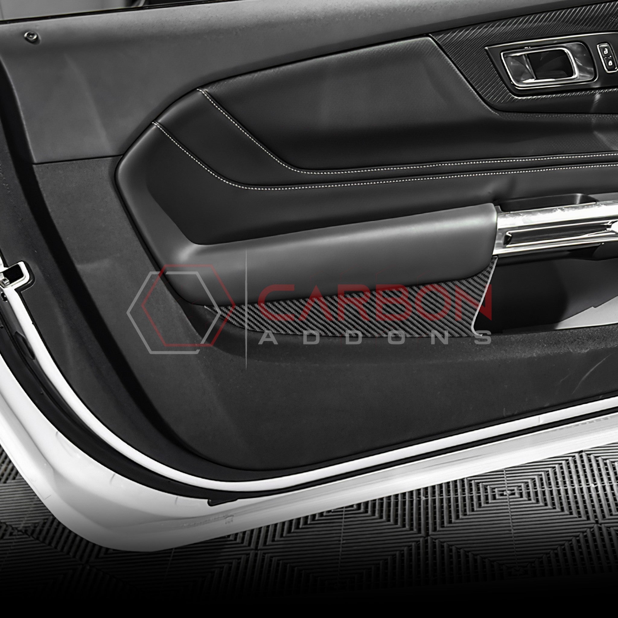 2024+ S650 Ford Mustang Real Carbon Fiber Door Lower Panel Trim Overlay