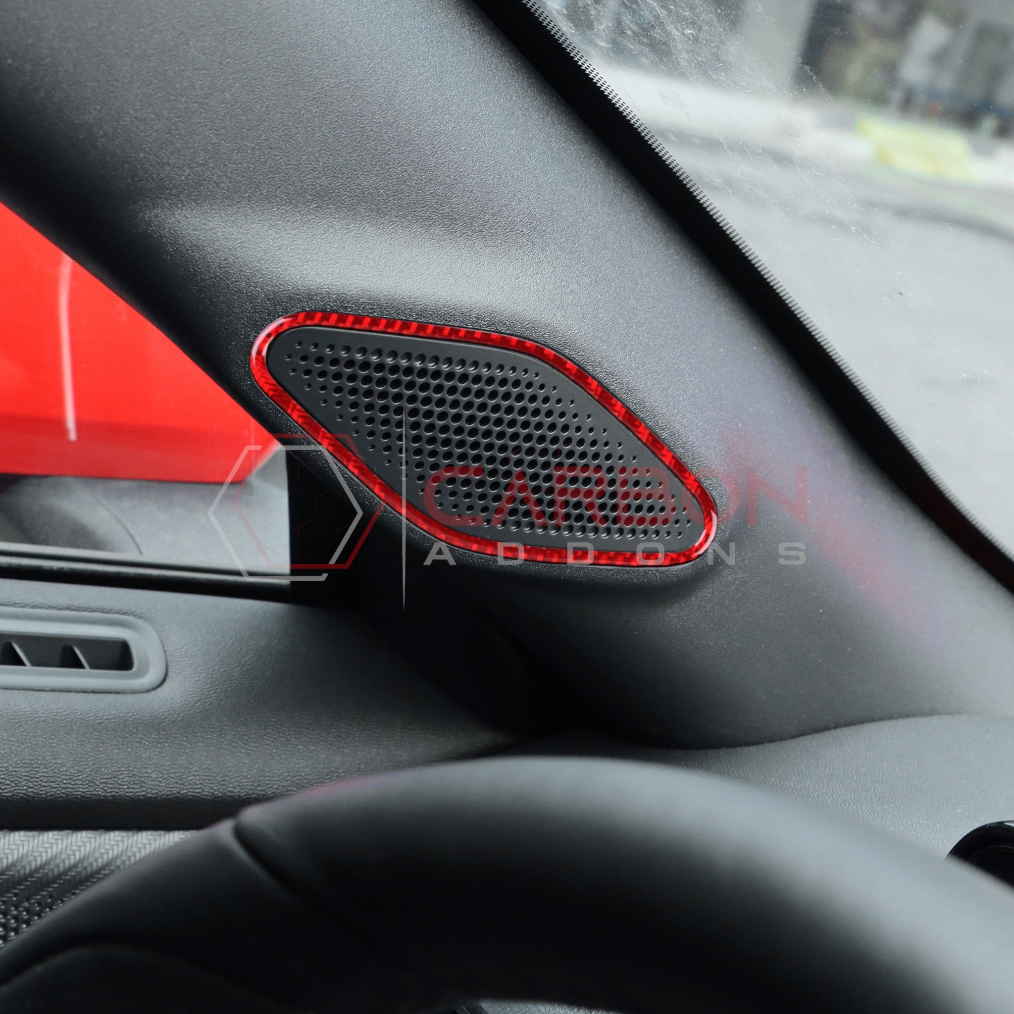 2024+ S650 Ford Mustang Real Carbon Fiber A Pillar Speaker Trim Overlay