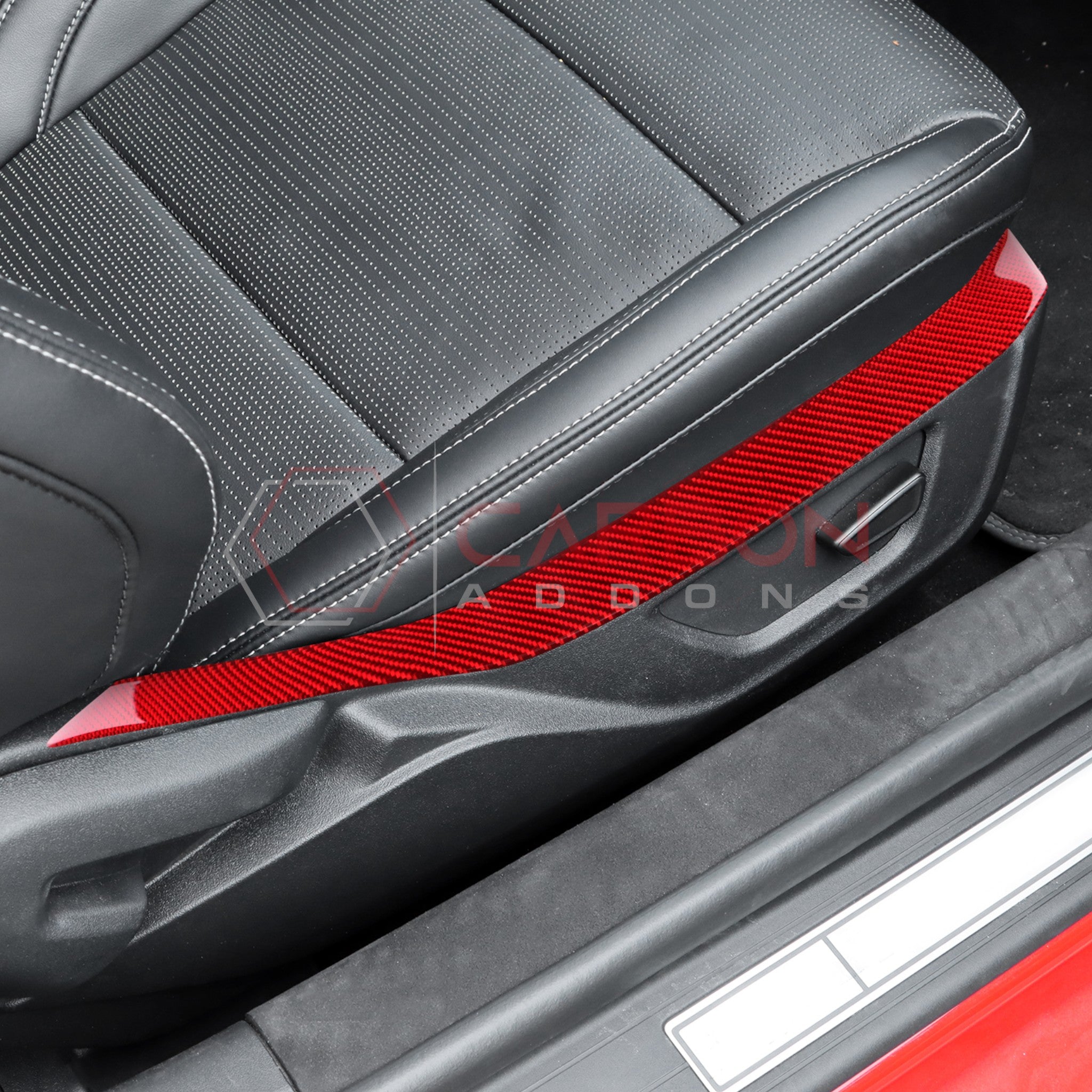 2024+ S650 Ford Mustang Real Carbon Fiber Seat Control Upper Trim Overlay