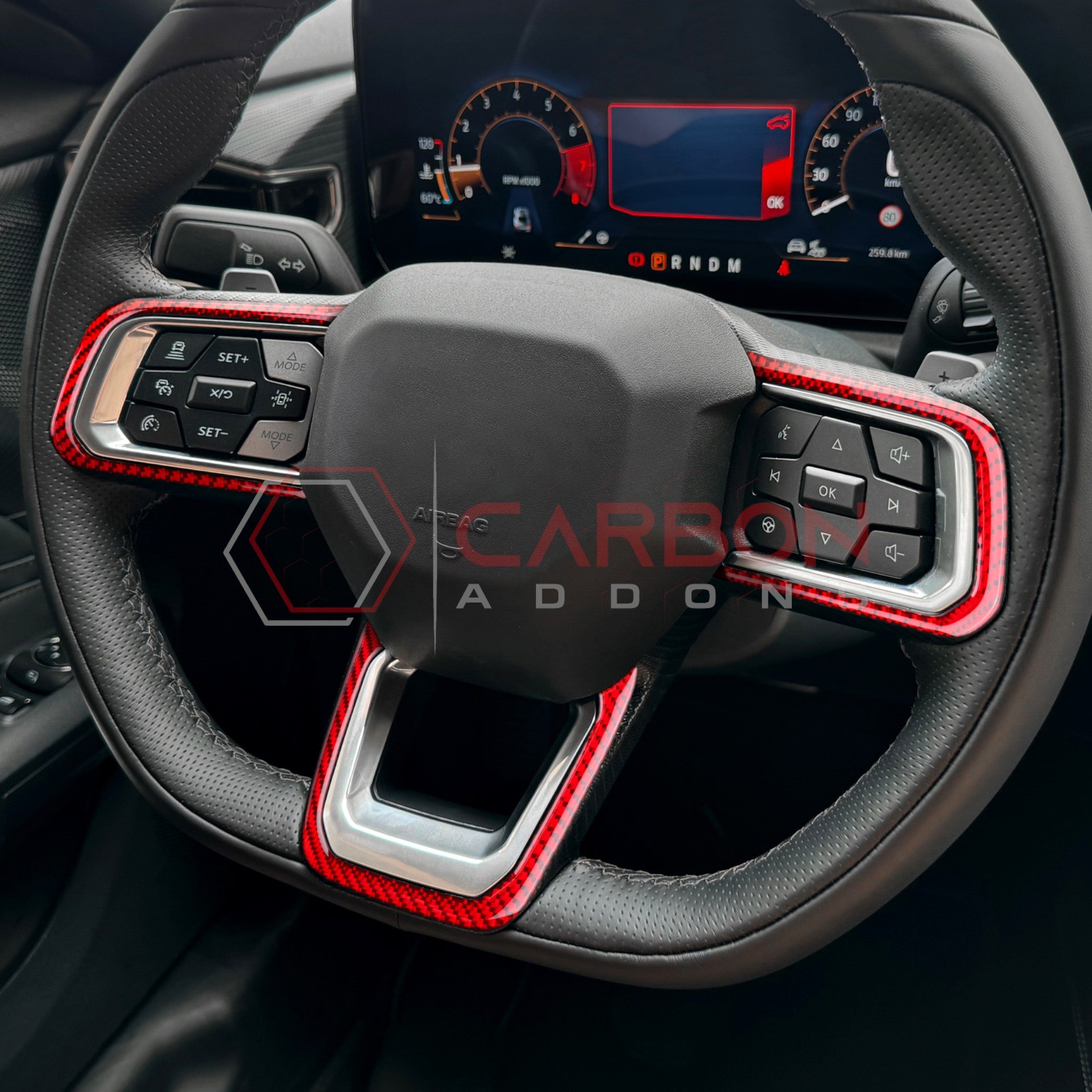 2024+ S650 Ford Mustang Real Carbon Fiber Steering Wheel Trim Overlays