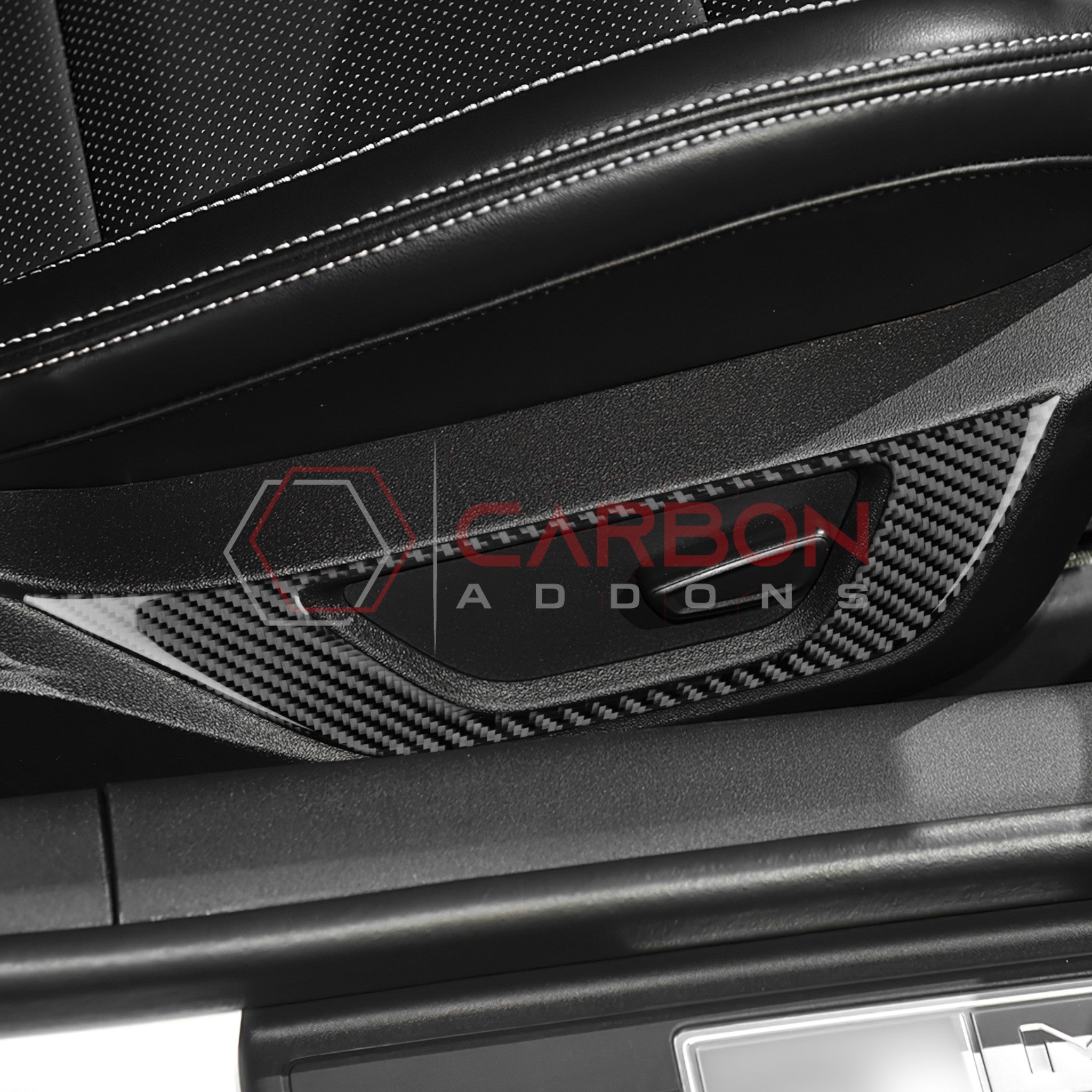 2024+ S650 Ford Mustang Real Carbon Fiber Seat Control Outer Trim Overlay