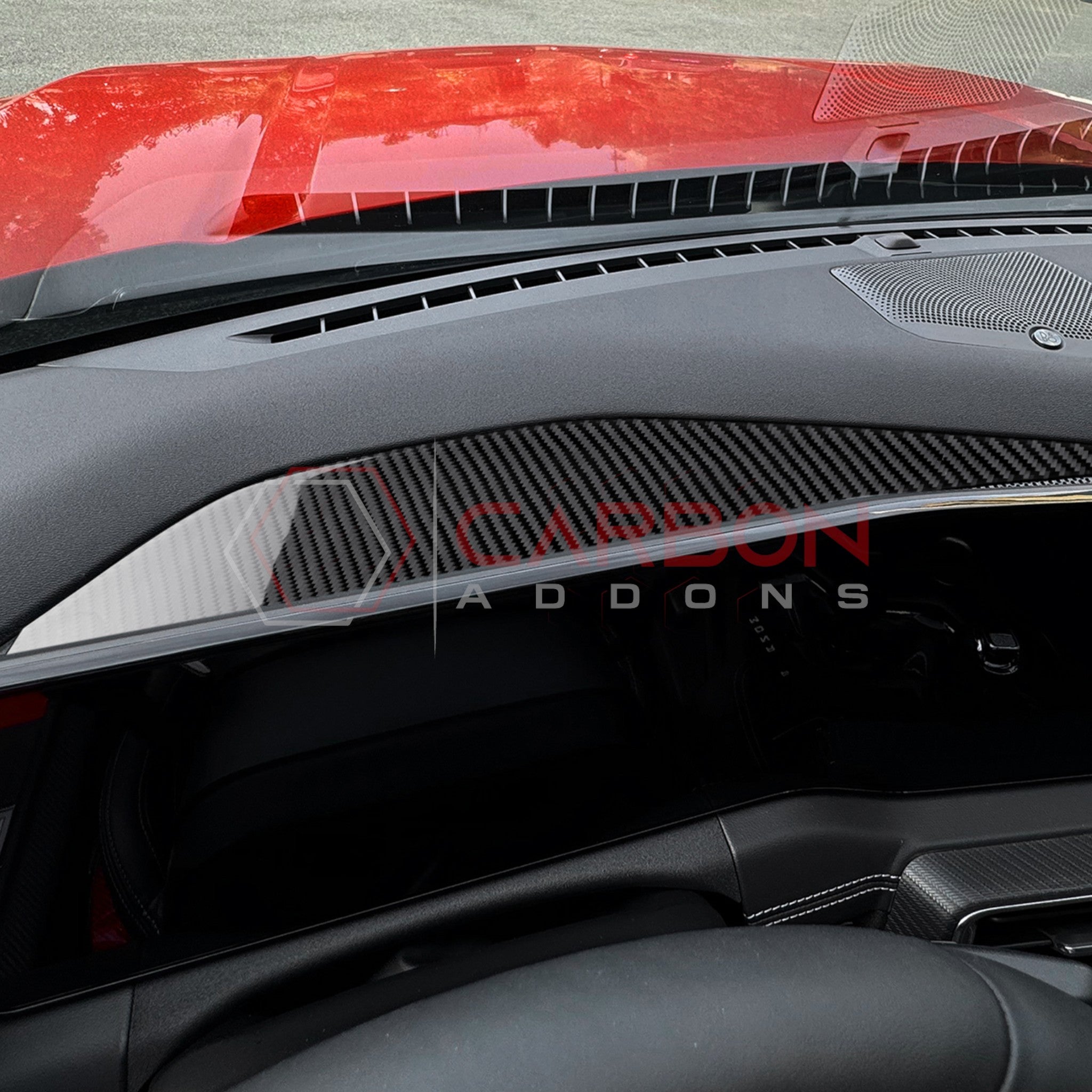 2024+ S650 Ford Mustang Real Carbon Fiber Behind Screen Top Dash Trim Overlay