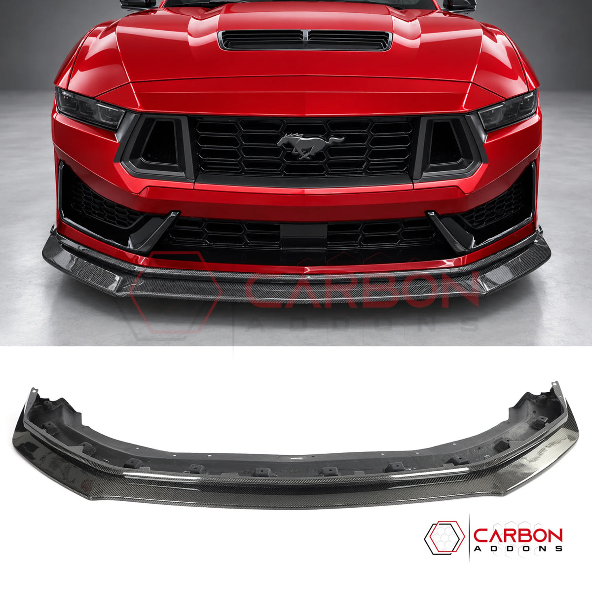 Real Carbon Fiber Front Bumper Lip Splitter For 2024+ Ford Mustang Dark Horse