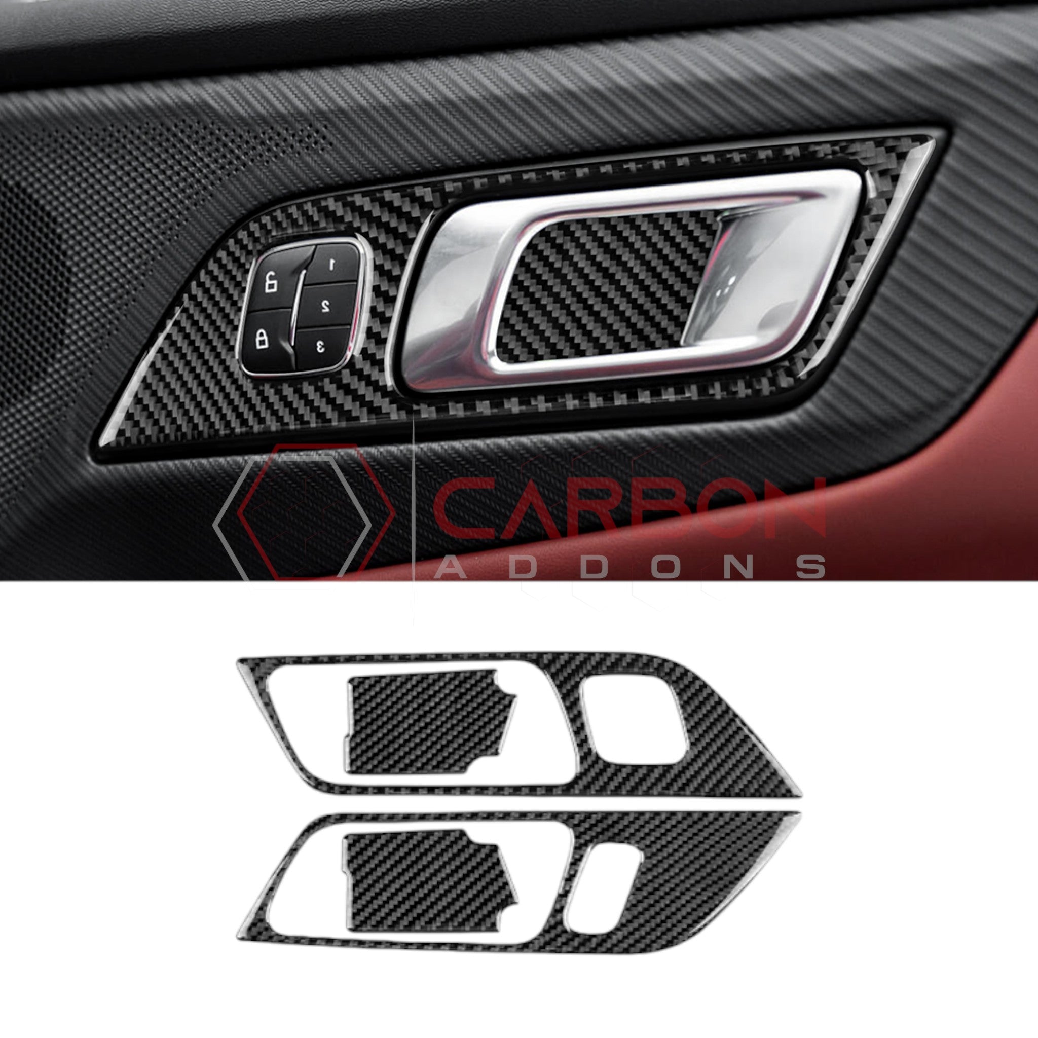 2024+ S650 Ford Mustang Real Carbon Interior Door Handle Trim Overlay